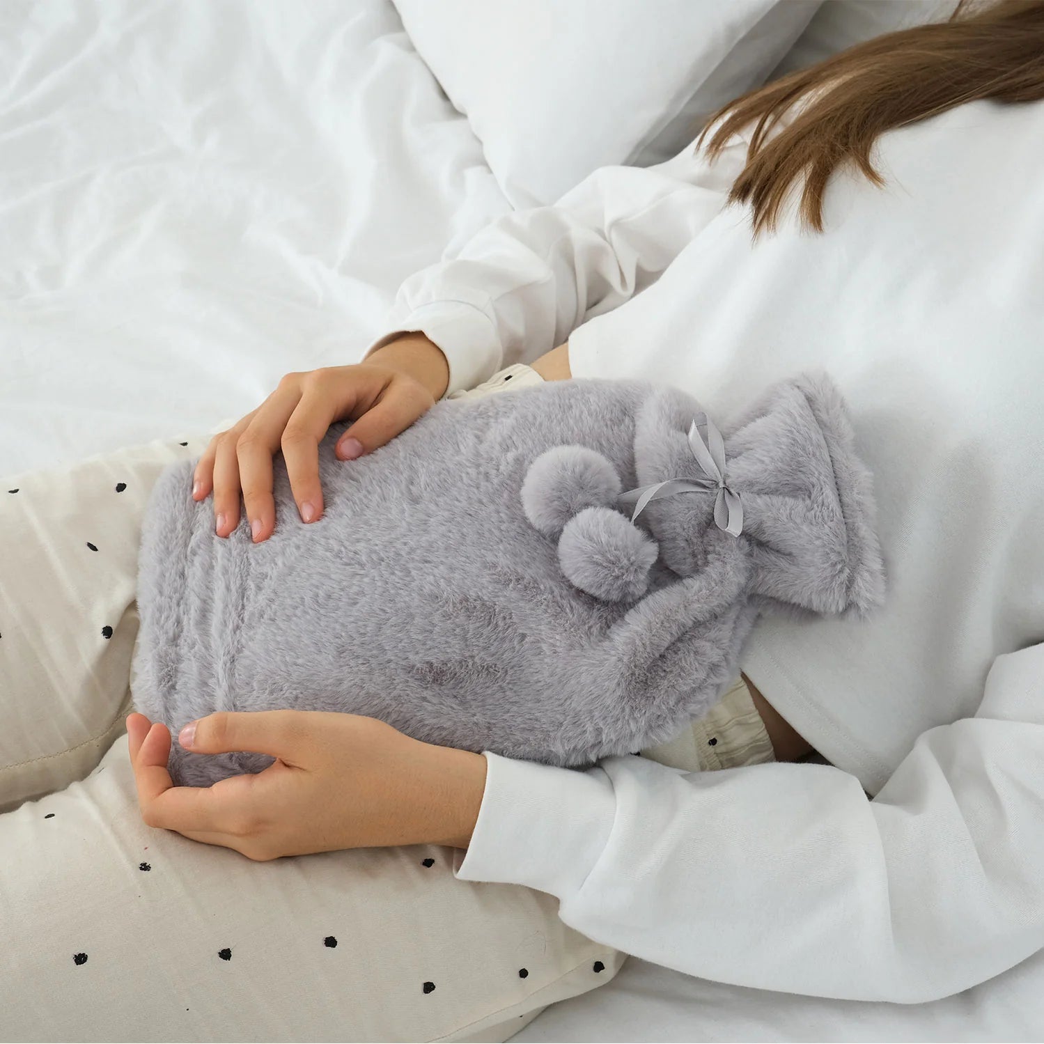 Hot Water Bottle with Plush Cover (Grey or Blue)