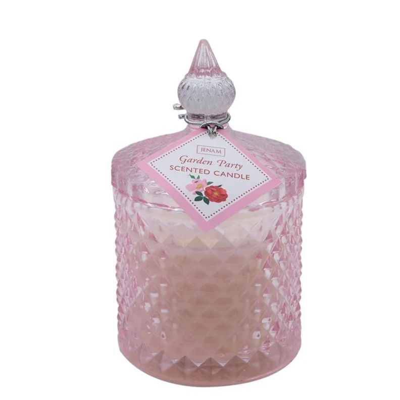 Garden Party Scented Candle in Pink Glass Jar