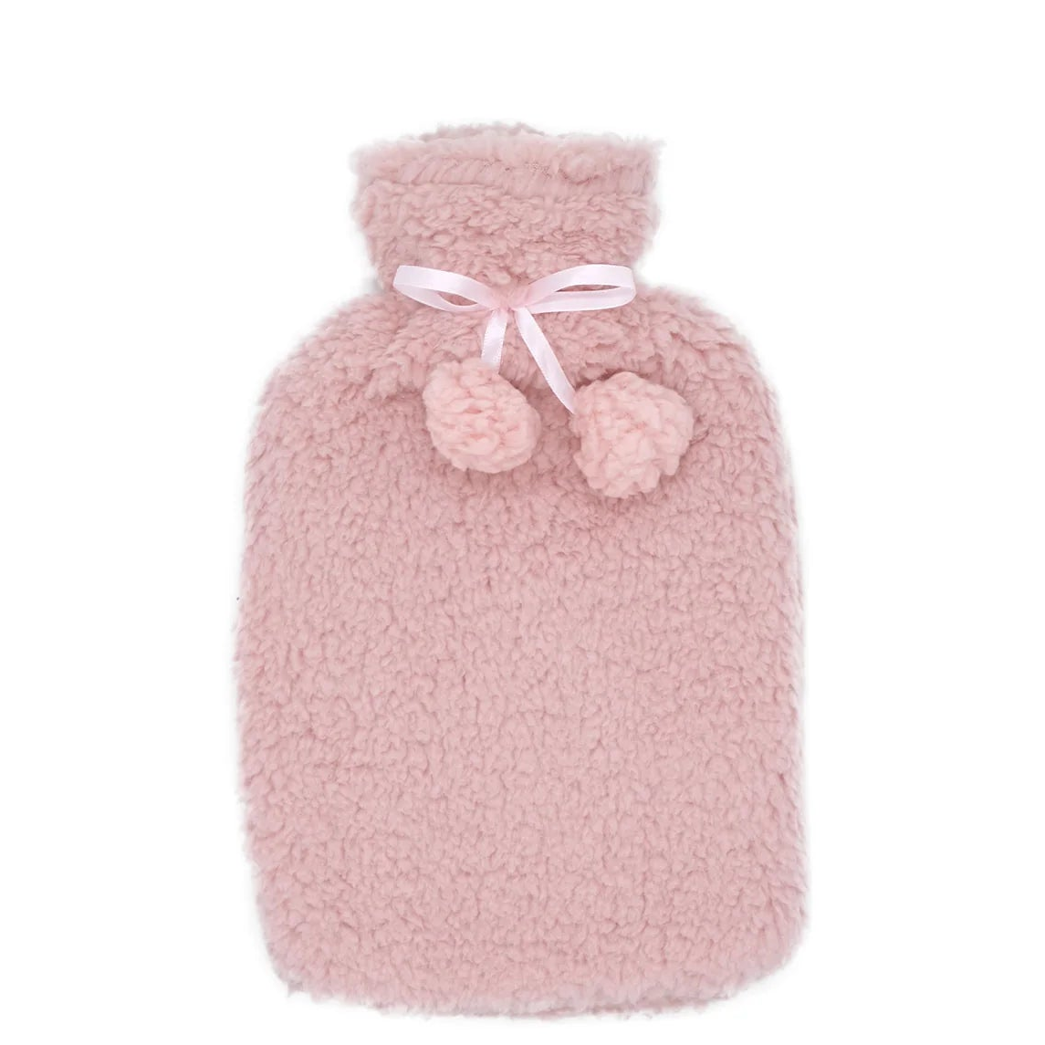 Hot Water Bottle with Fluffy Cover (Cream or Pink)