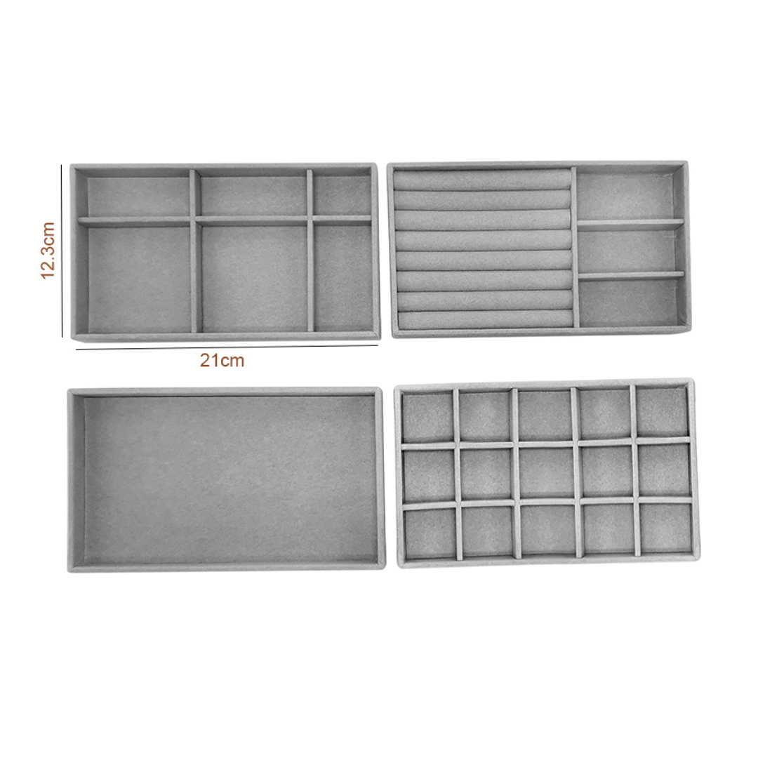 Stackable Velvet Jewellery Organiser Trays (set of 4)