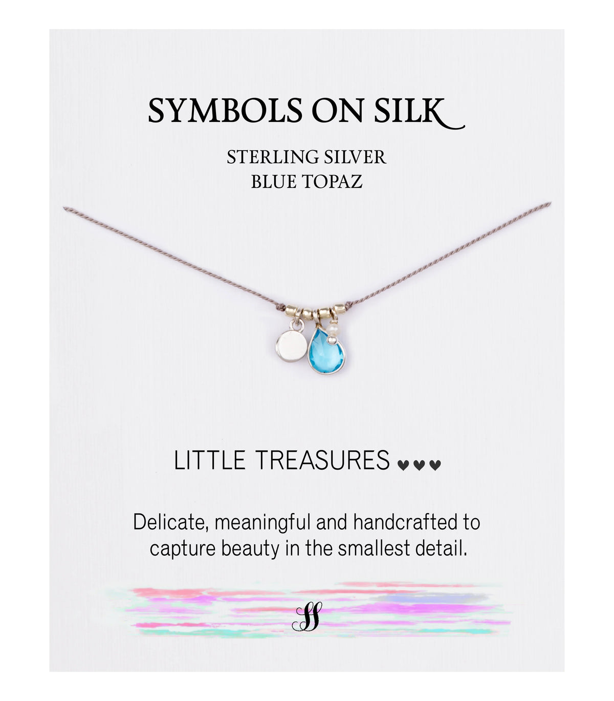 "Little Treasures" Semi Precious Stone, Pearl and Sterling Silver Disc on Silk (assorted)