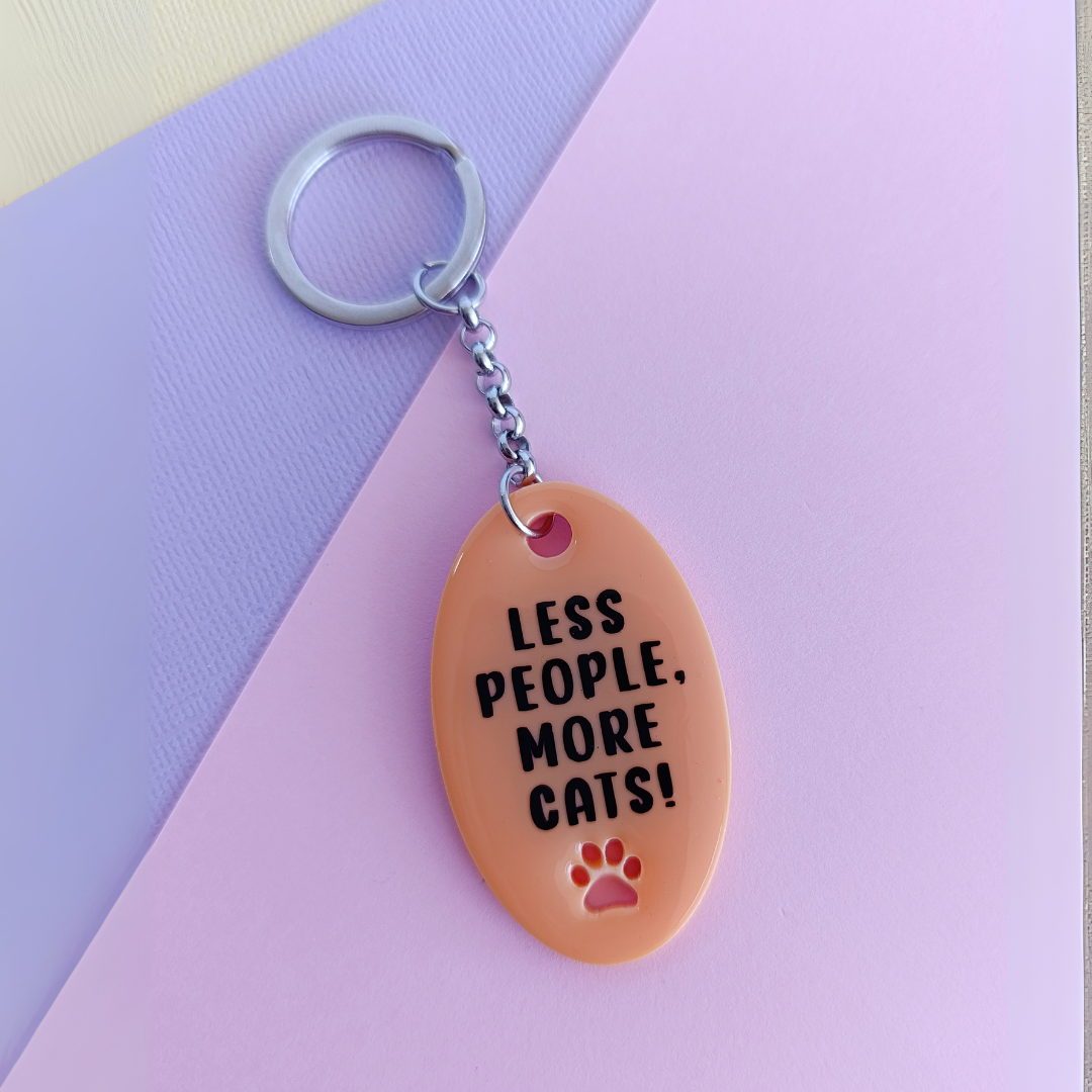 "Less People, More Dogs / Cats" Acrylic Keyring