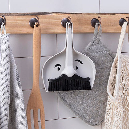 Mr Moustache Mini Dustpan and Brush Set