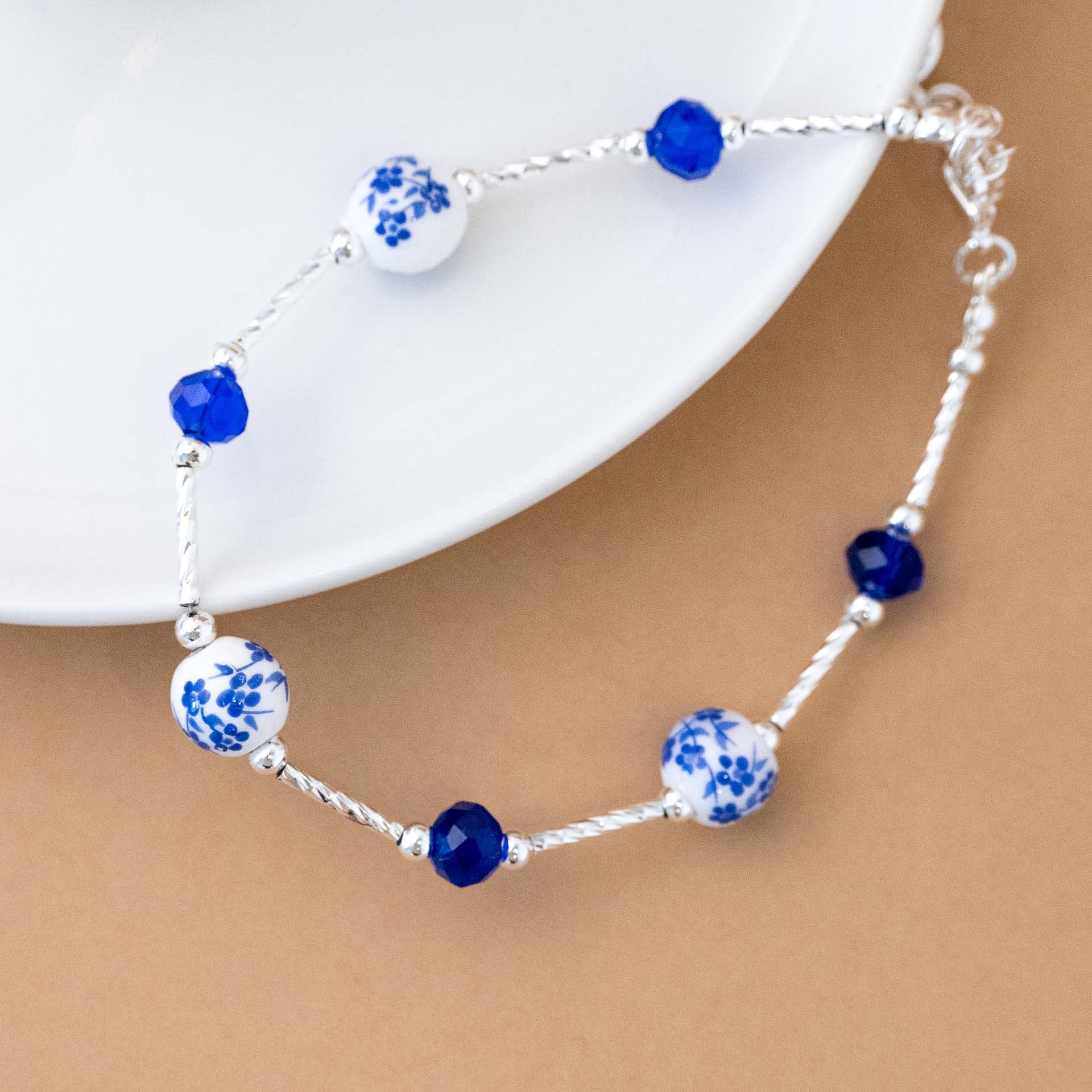 Floral Ceramic Bead Bracelet