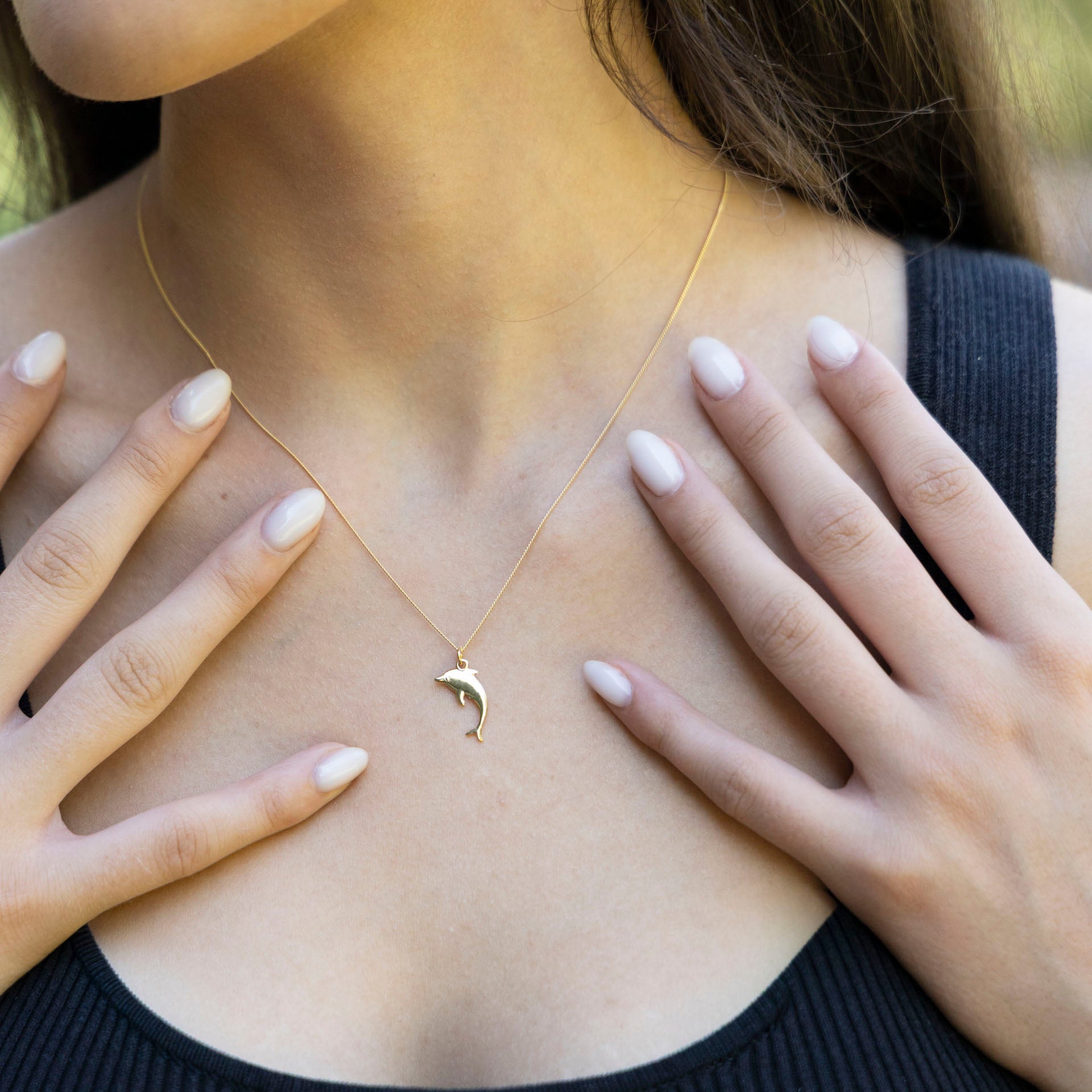 Dolphin Necklace (sterling silver or gold-dipped)