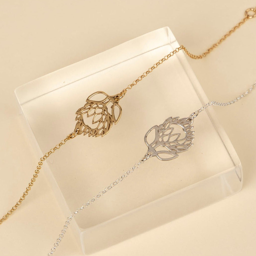 Open Protea Bracelet (sterling silver or gold-dipped)