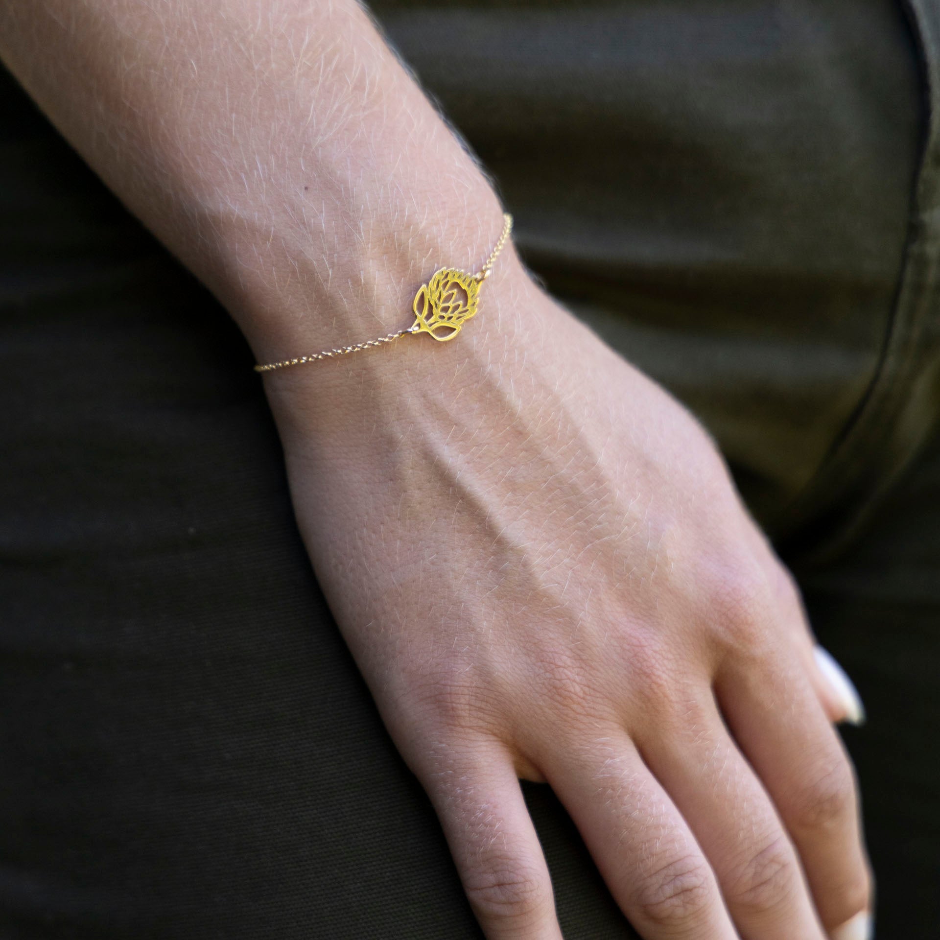 Open Protea Bracelet (sterling silver or gold-dipped)