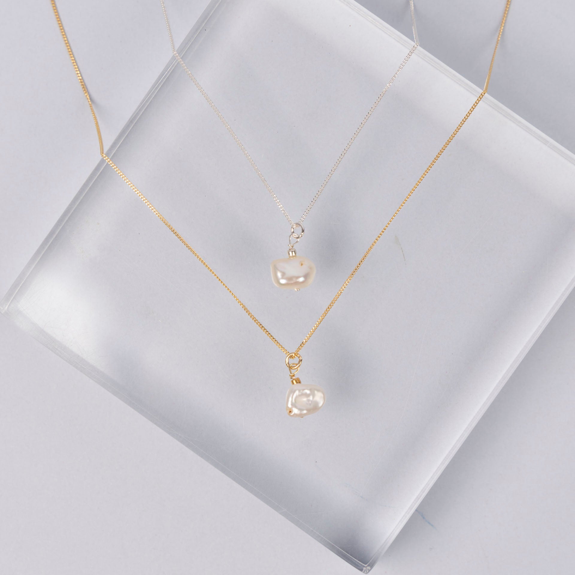 Keshi Pearl Necklace (sterling silver or gold-dipped)
