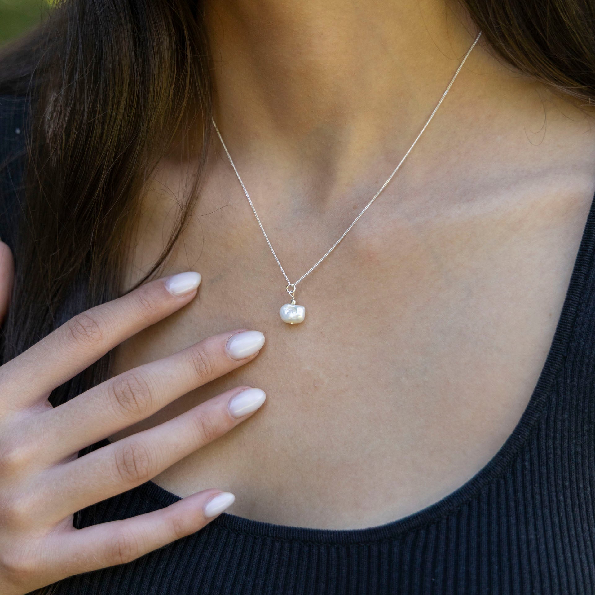 Keshi Pearl Necklace (sterling silver or gold-dipped)