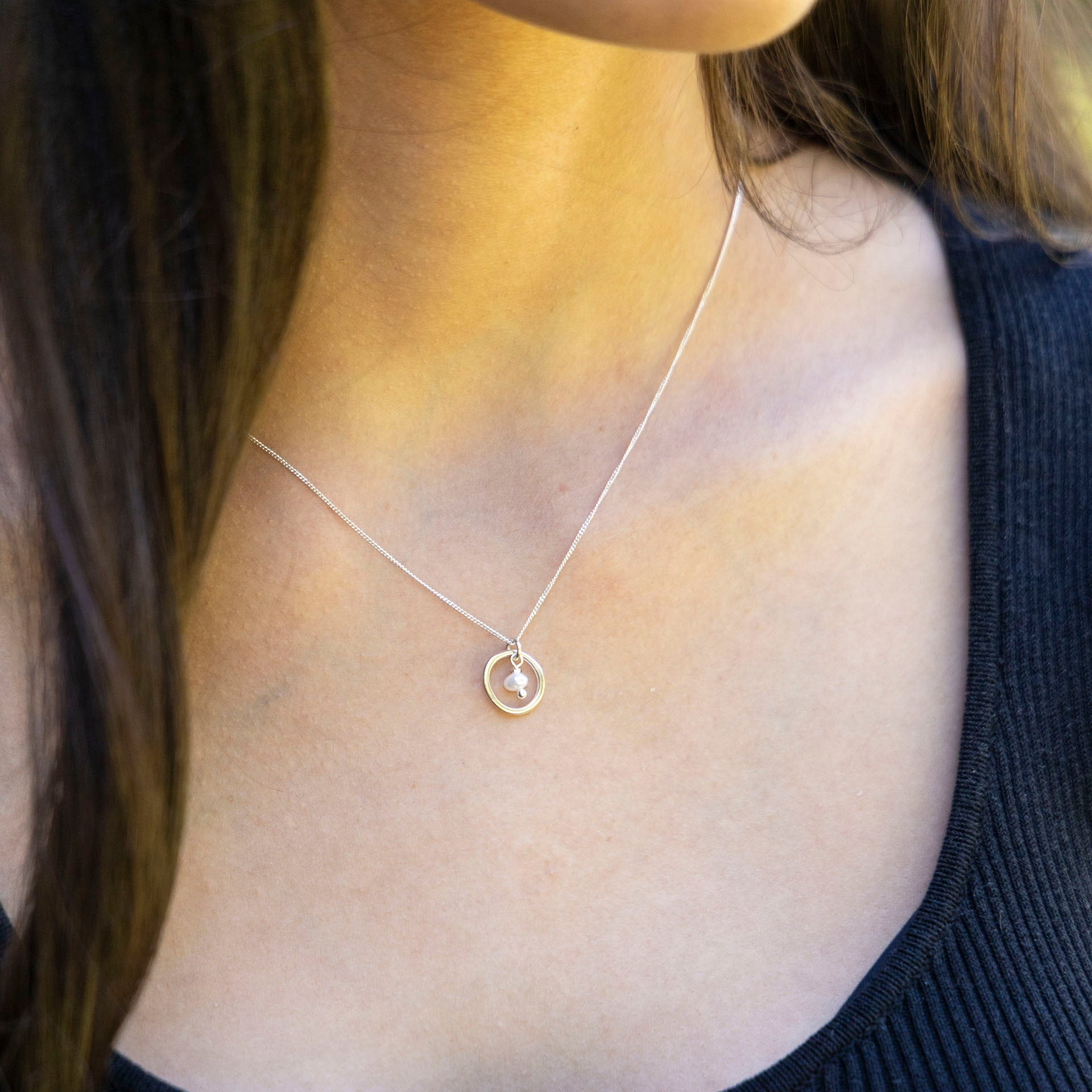 "Good Energy" Miniature Freshwater Pearl Necklace (Sterling Silver or Gold-Dipped)