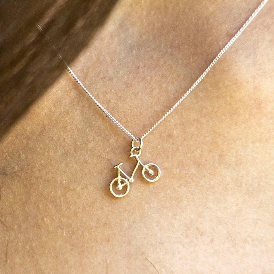 Bicycle Necklace (sterling silver or gold-dipped)
