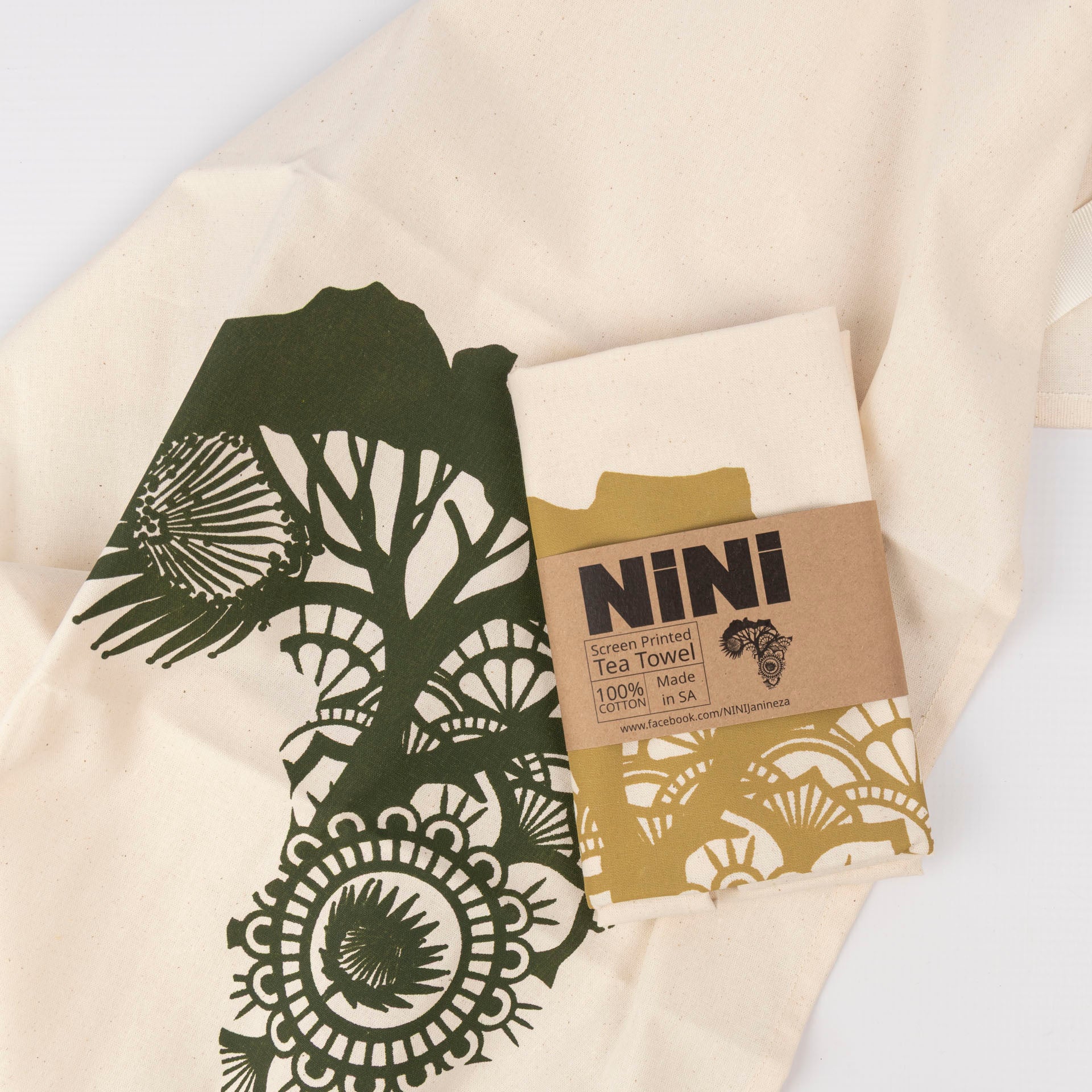 Africa with Protea Detail Printed Cotton Tea Towel (assorted)