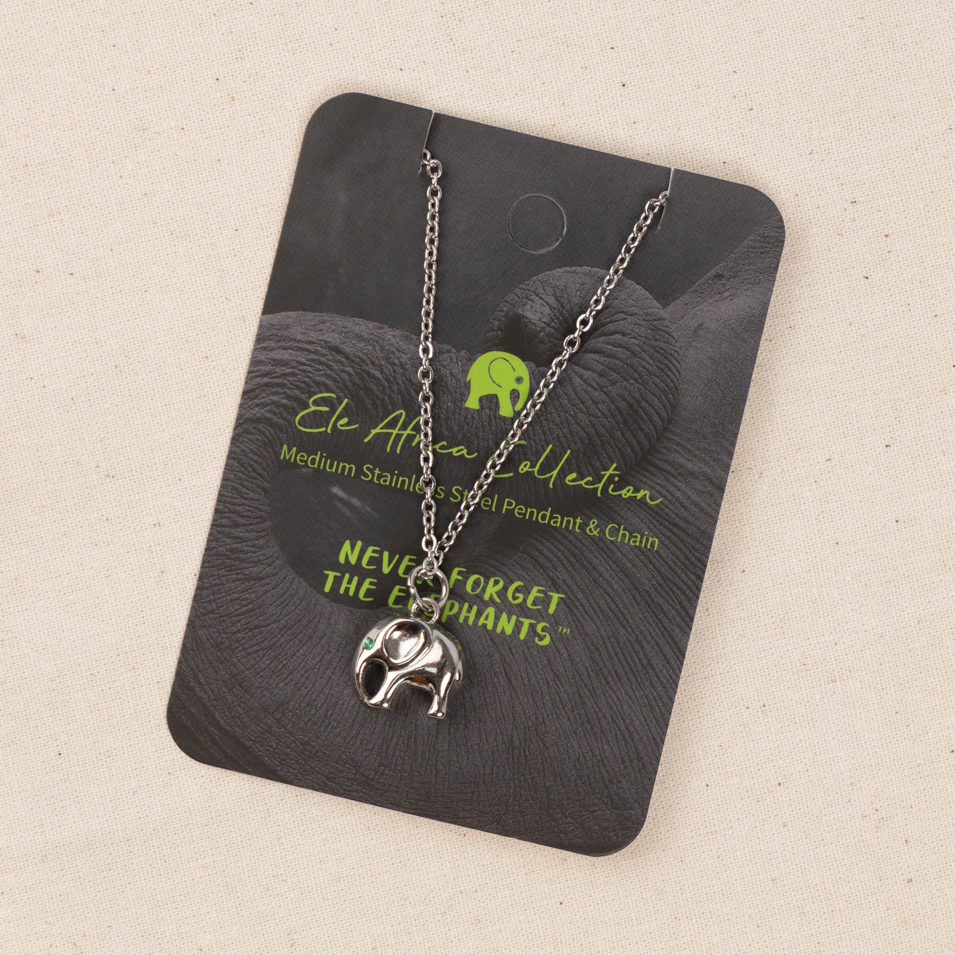 The Ele Africa Collection: Elephant Pendant with Chain (stainless steel)