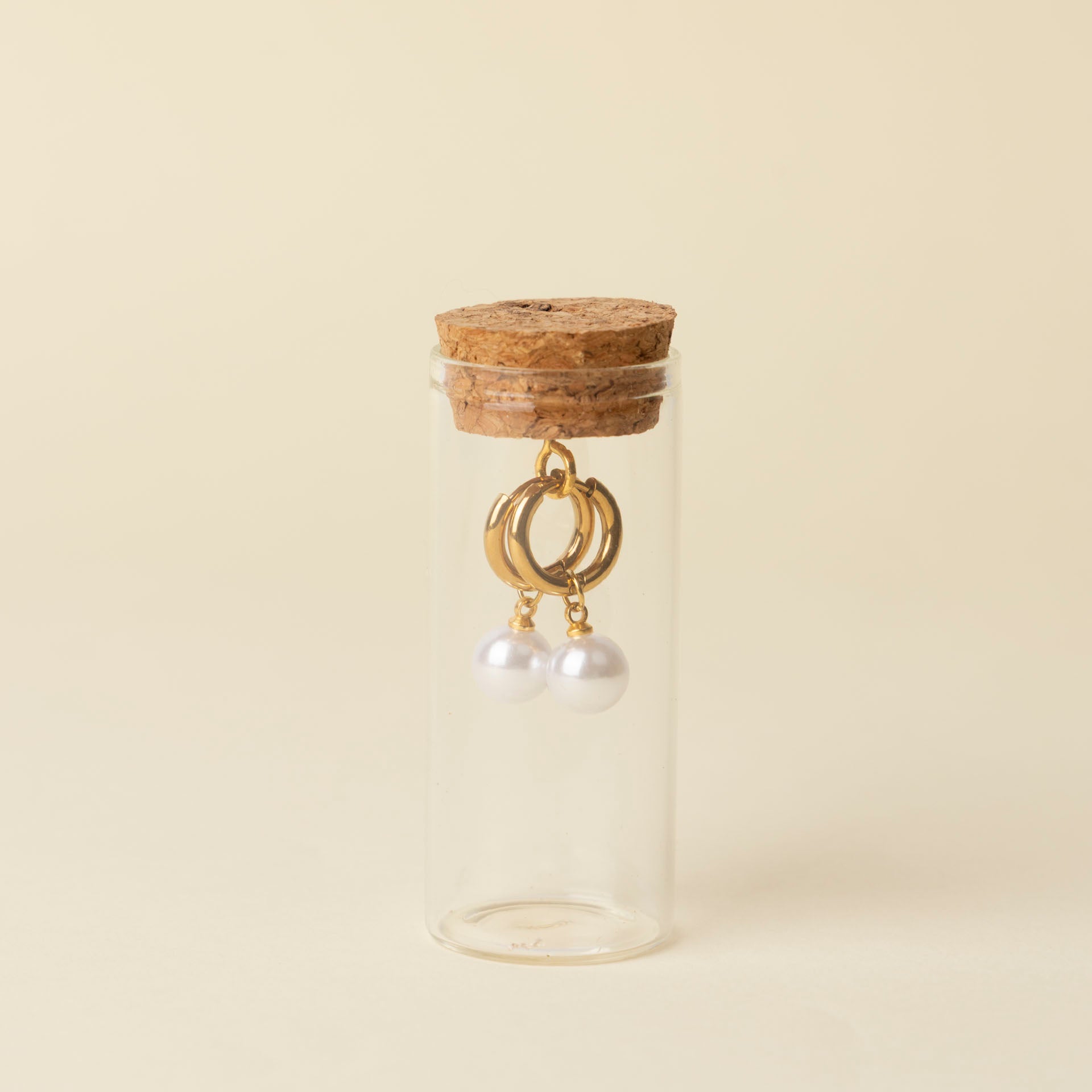 Stainless Steel and Pearl Huggie Earrings