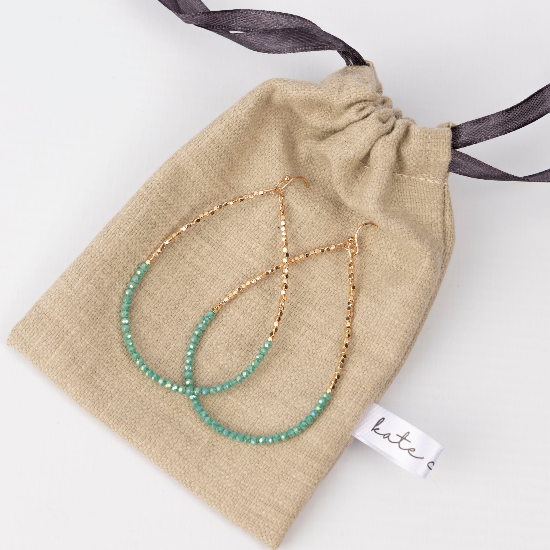 Rhinestone Waterdrop Hoop Earrings