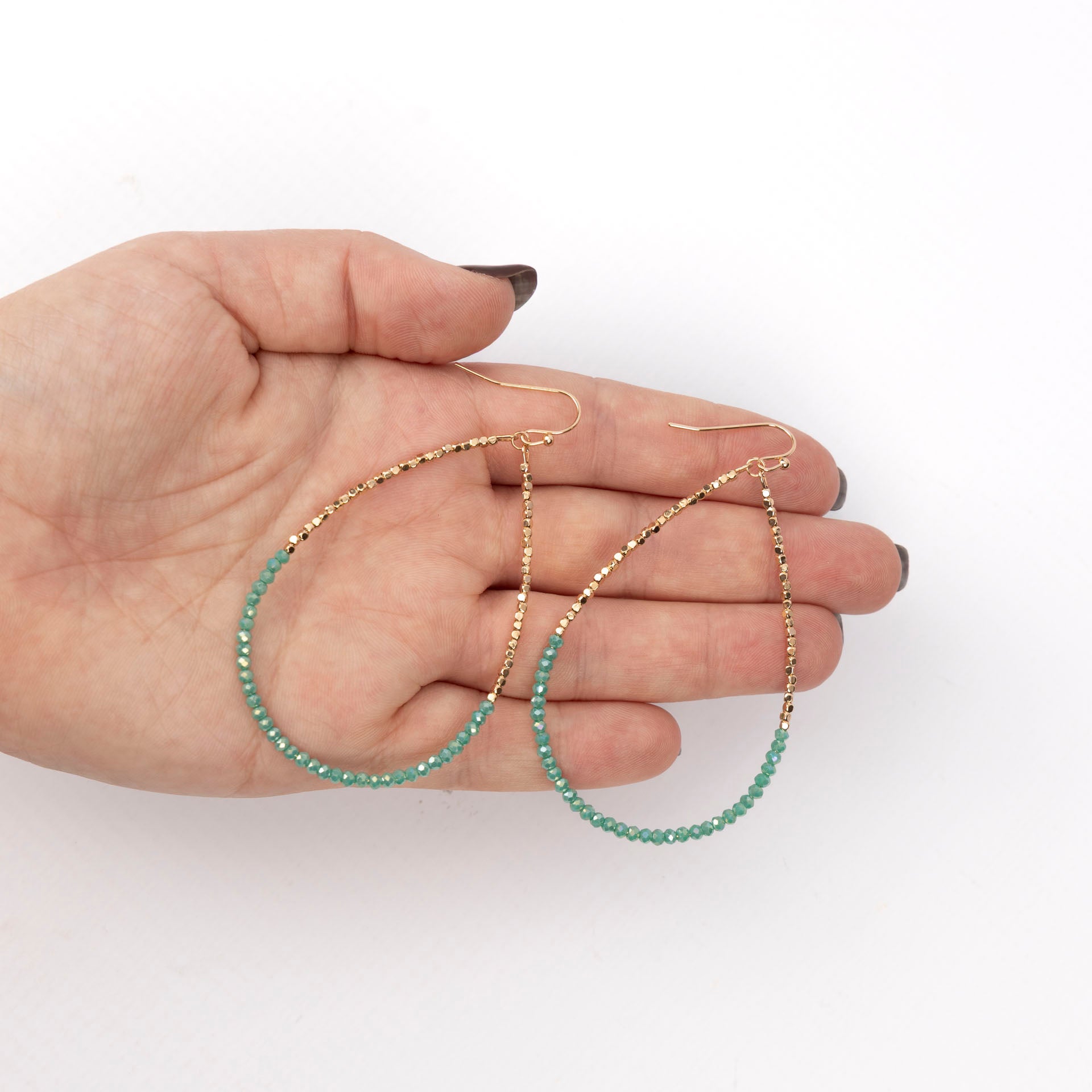 Rhinestone Waterdrop Hoop Earrings