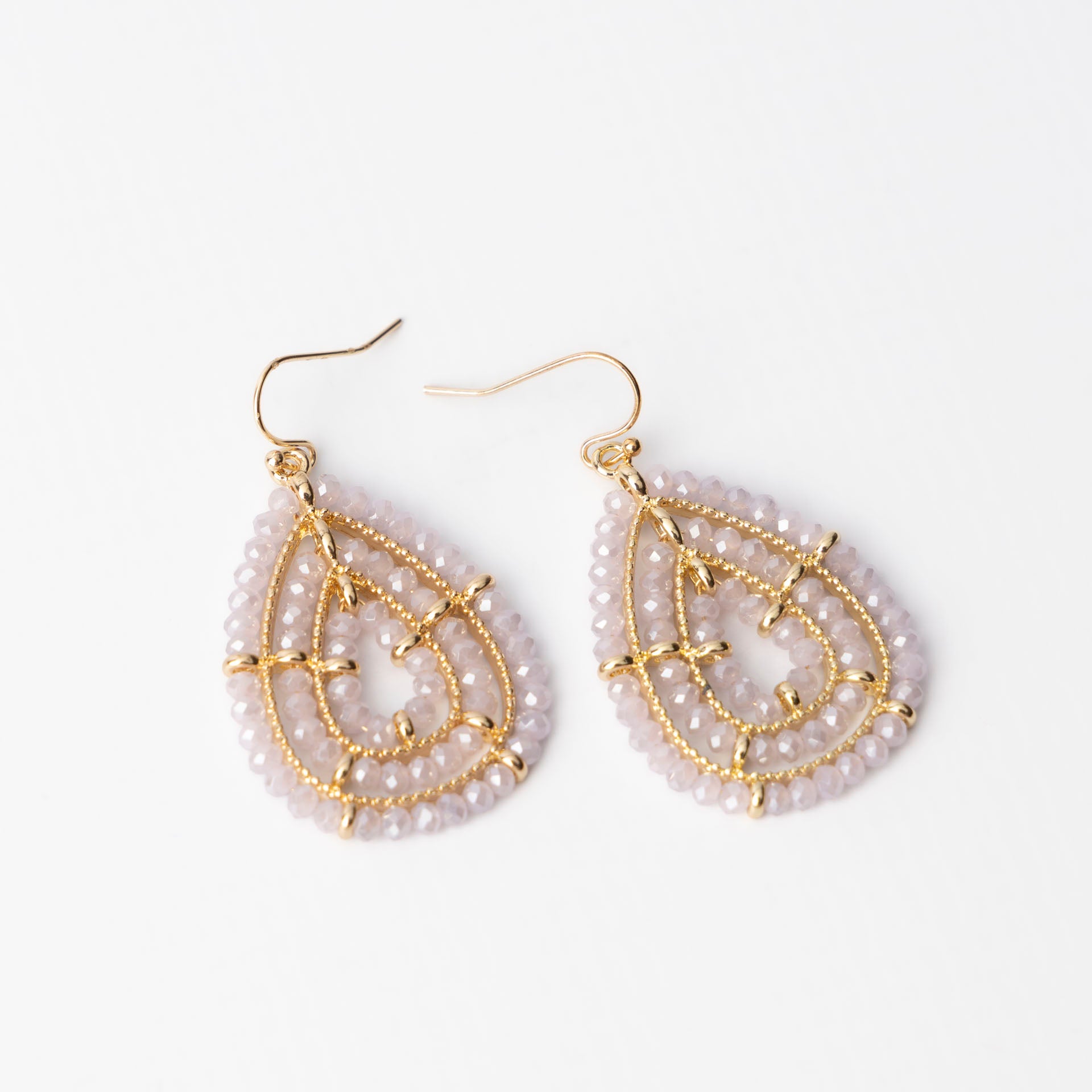Teardrop Beaded Glass Earrings