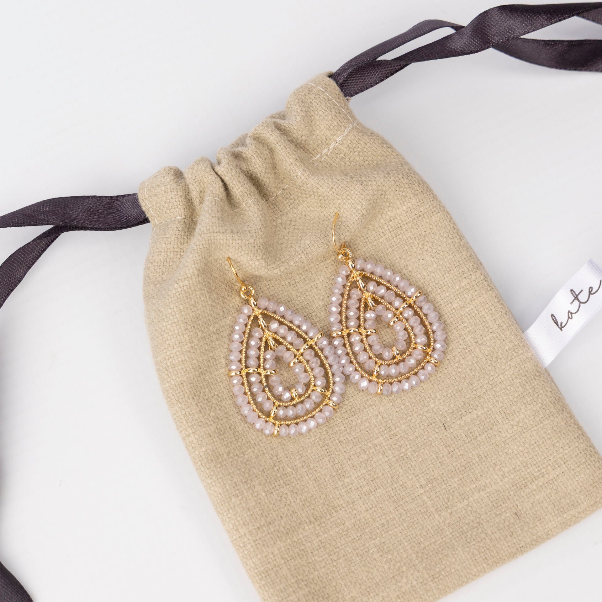 Teardrop Beaded Glass Earrings