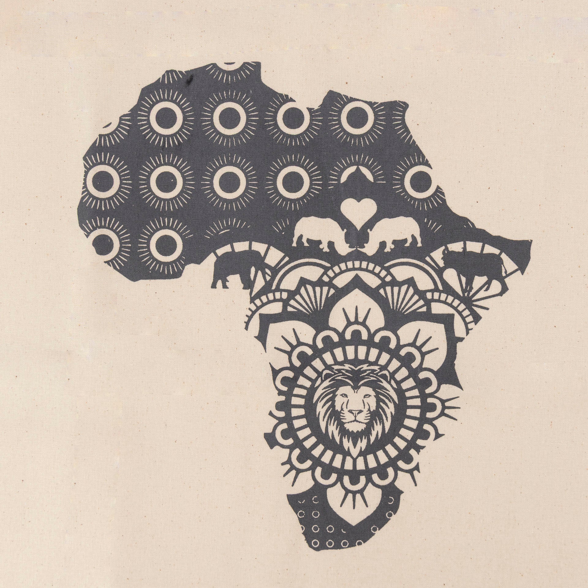 Africa with Lion Detail Printed Cotton Tea Towel (assorted)