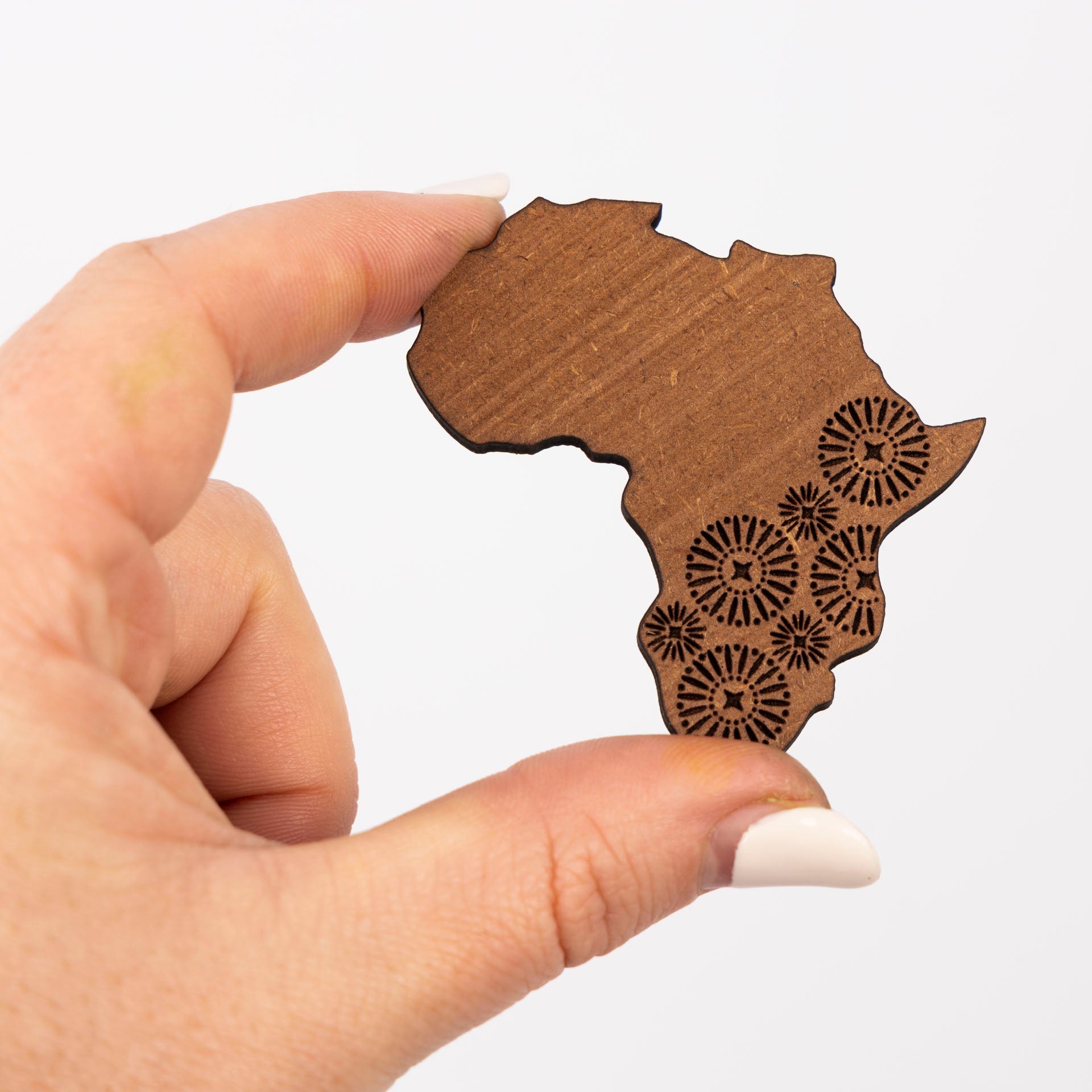 Etched Wooden Africa Magnet (natural or white-wash)