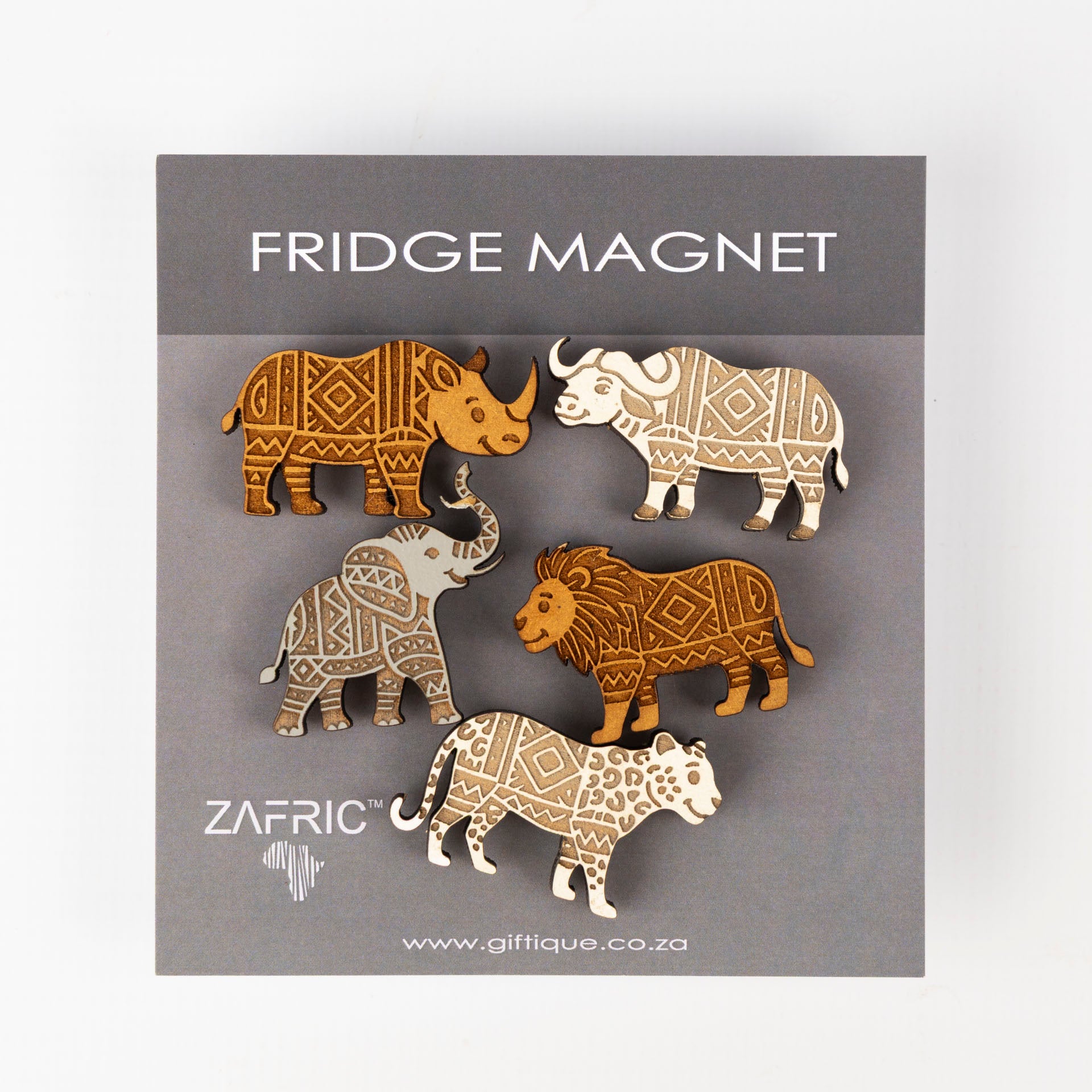 Big Five Etched Wooden Magnet Set