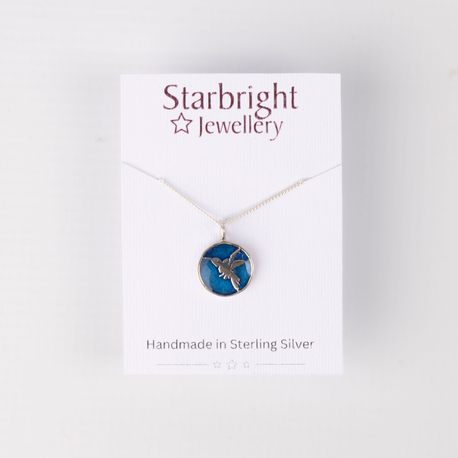 Sterling Silver and Resin Hummingbird Pendant