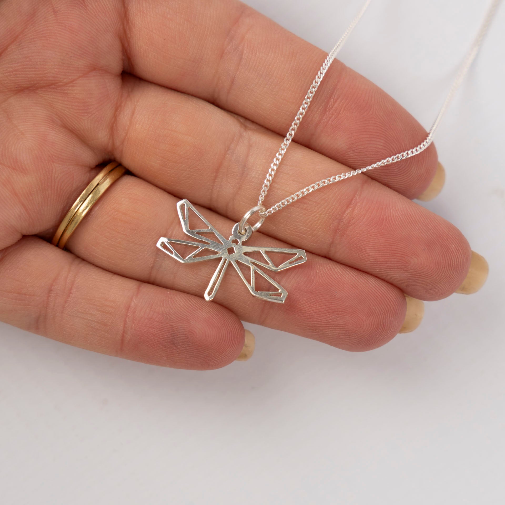 Sterling Silver Origami Dragonfly Pendant