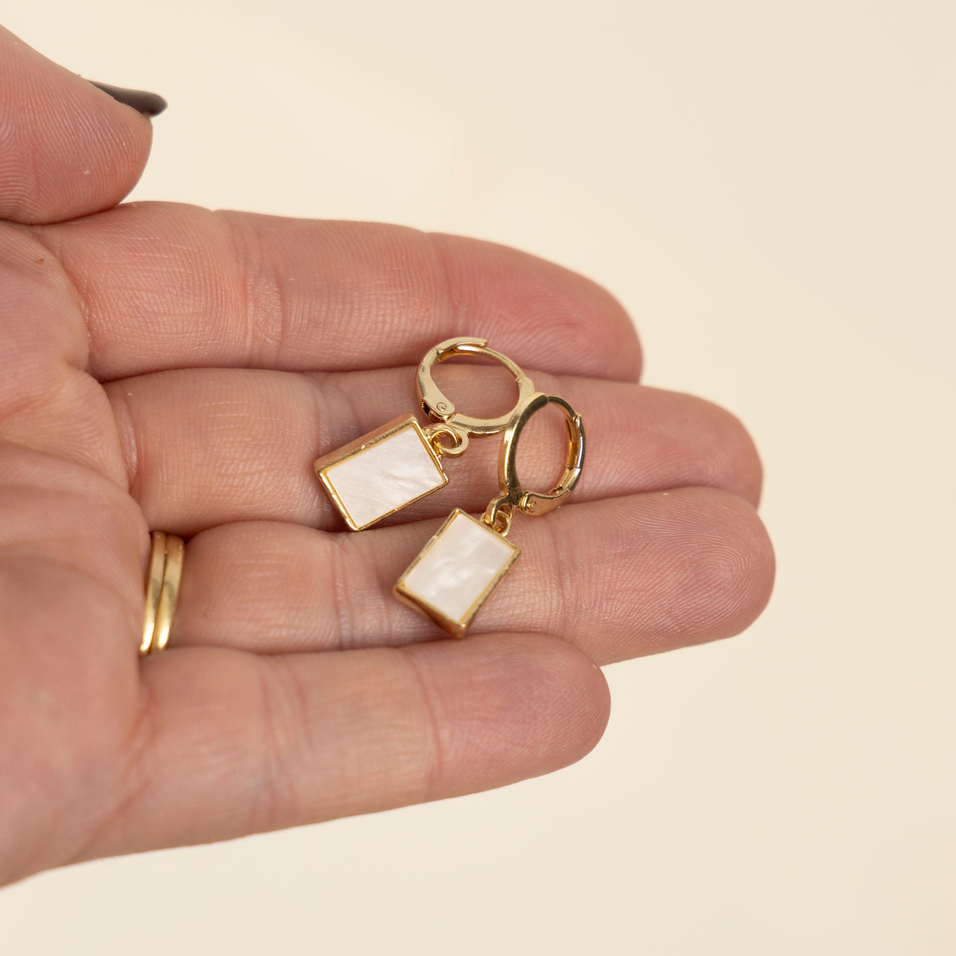 Stainless Steel Minimalist Pearlescent Earrings