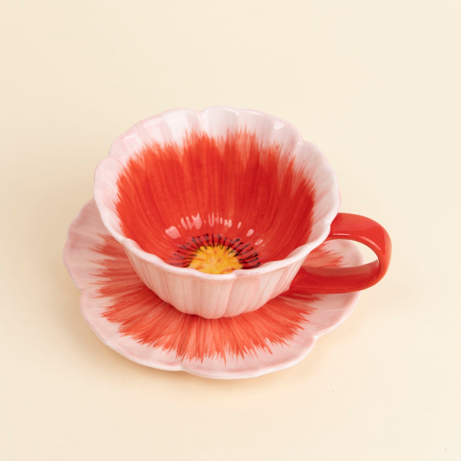 Blush Poppy Bloom Ceramic Cup & Saucer