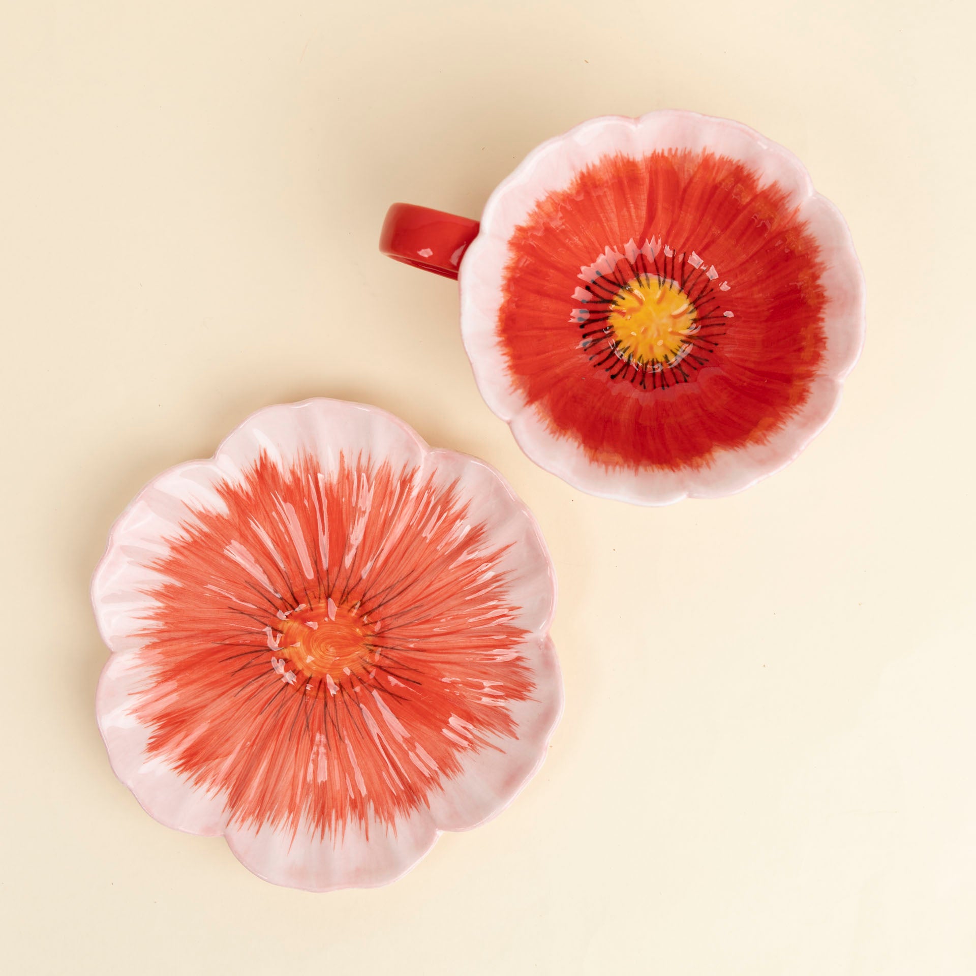 Blush Poppy Bloom Ceramic Cup & Saucer