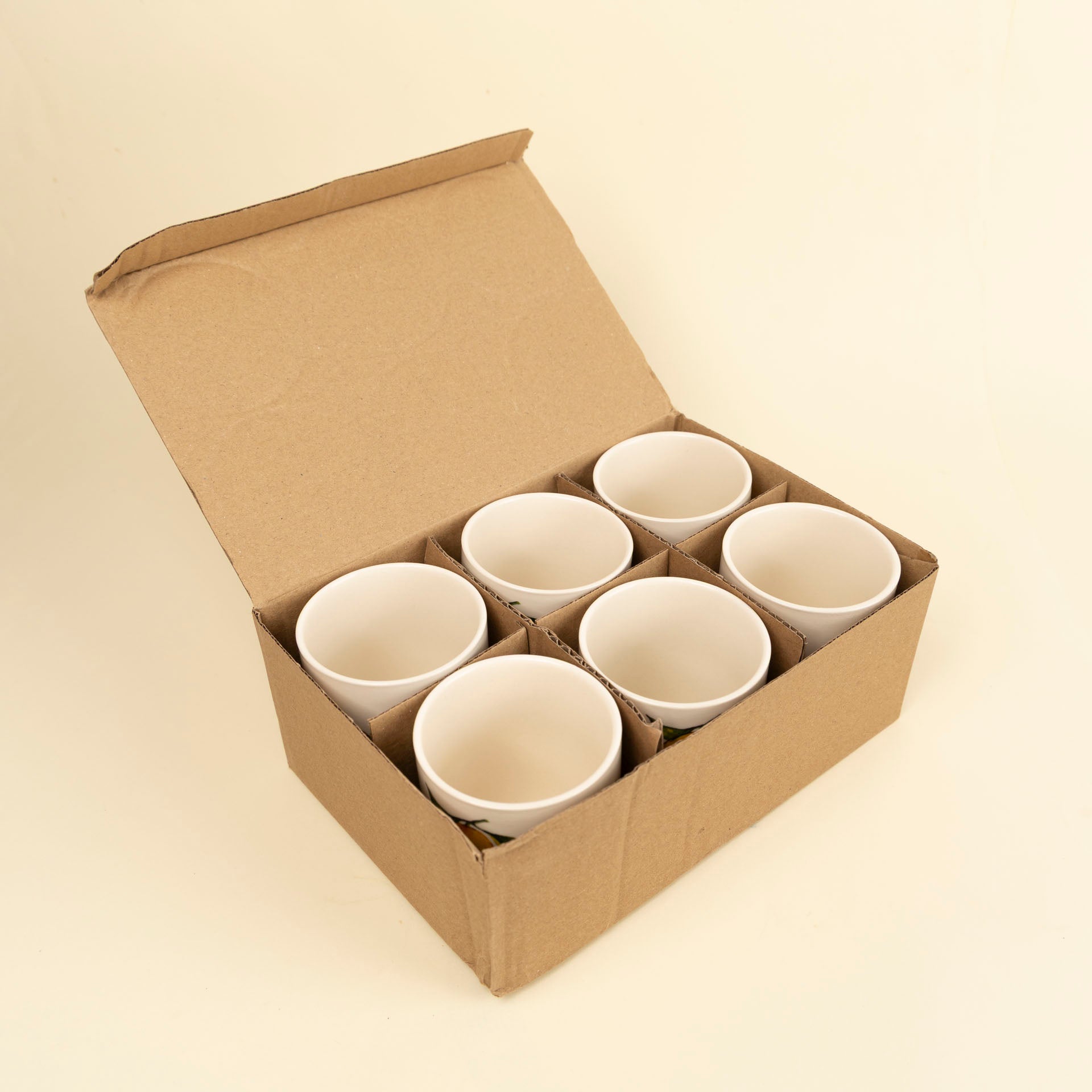 Lemon Botanical Mini Ceramic Cups (Set of 6)