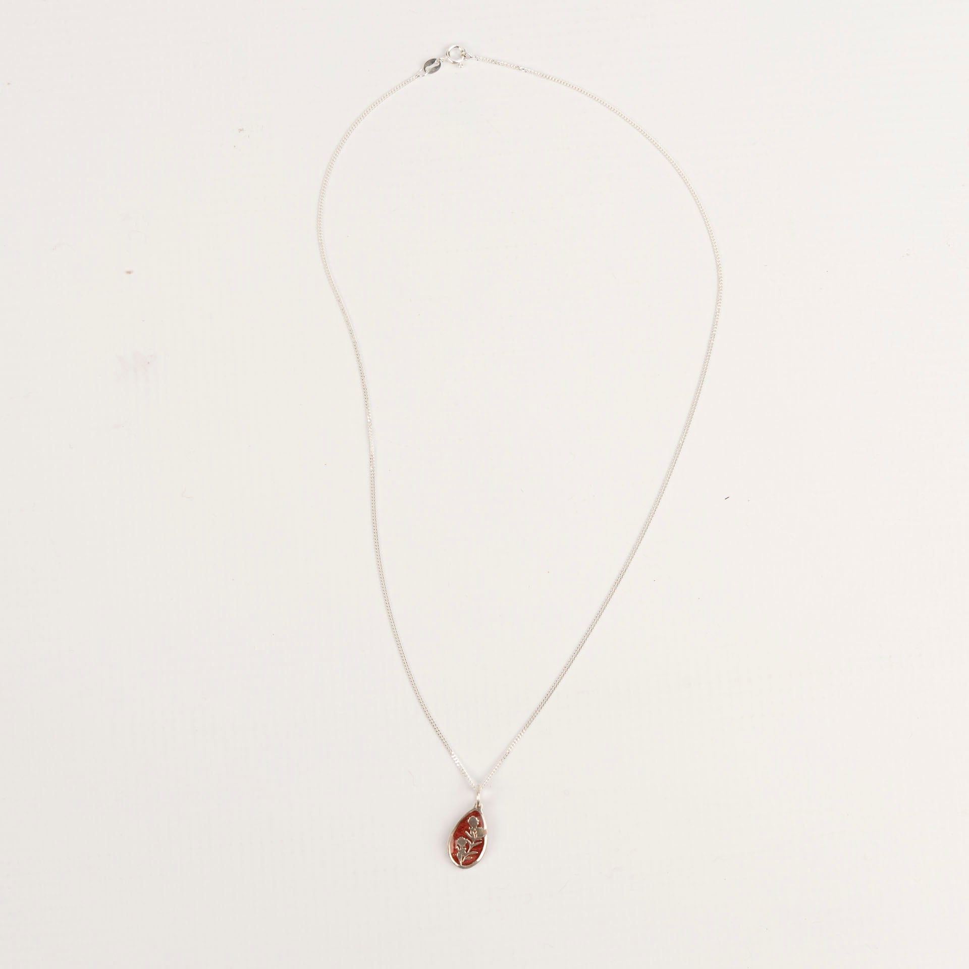Sterling Silver and Resin Protea Teardrop Pendant