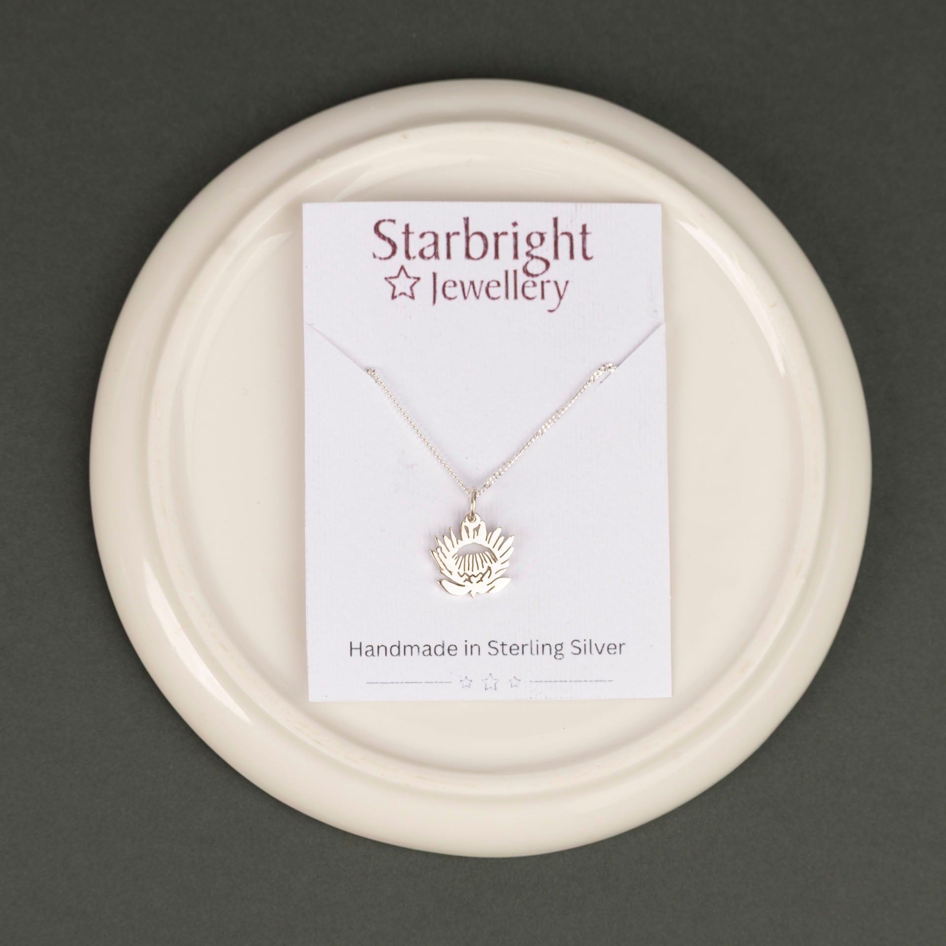 Sterling Silver Dainty Protea Pendant