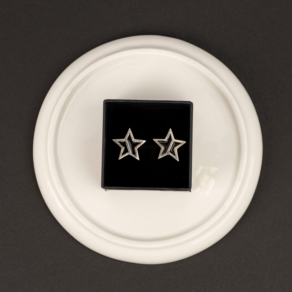 Men's Sterling Silver and Resin Star Cufflinks