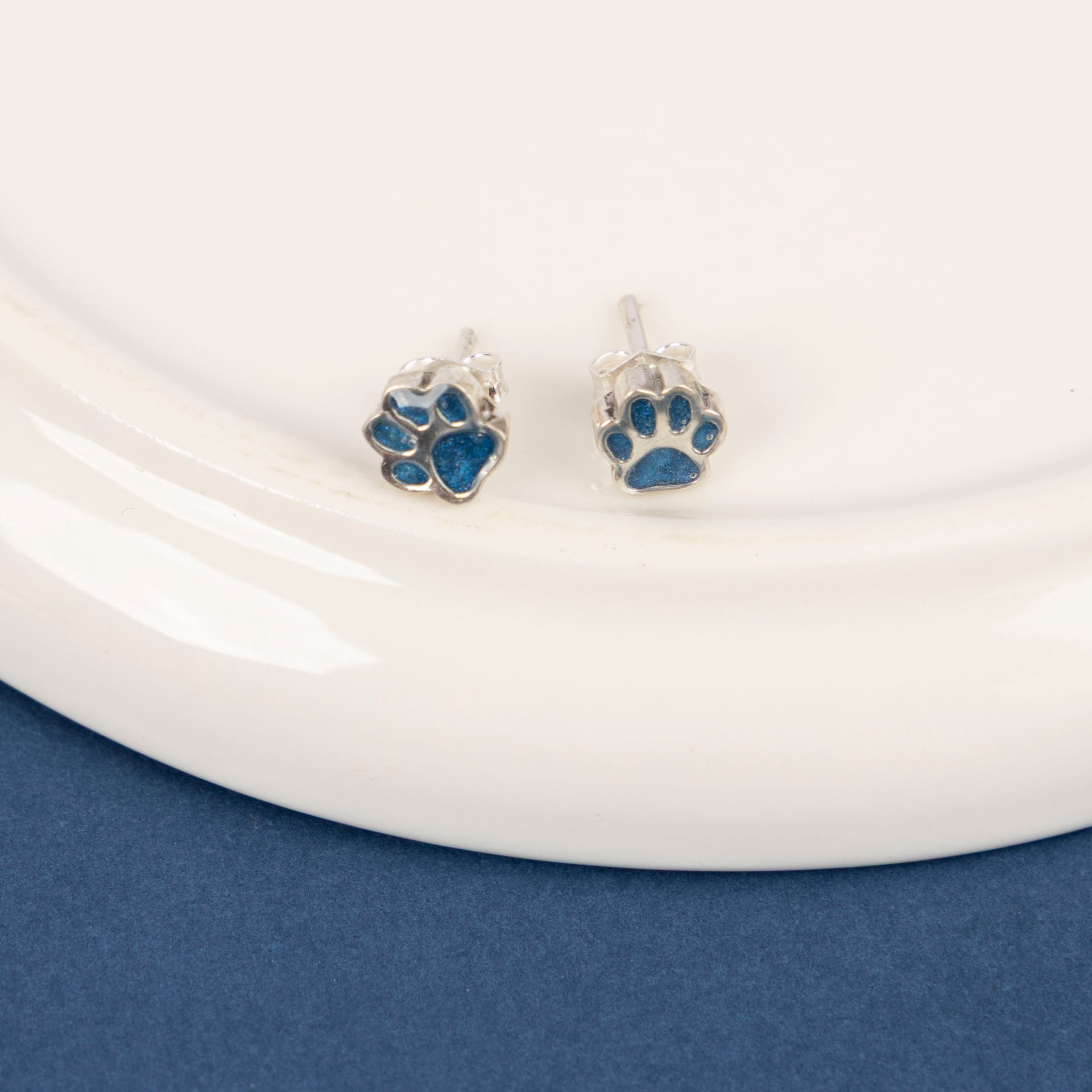 Pawprint Sterling Silver and Resin Stud Earrings