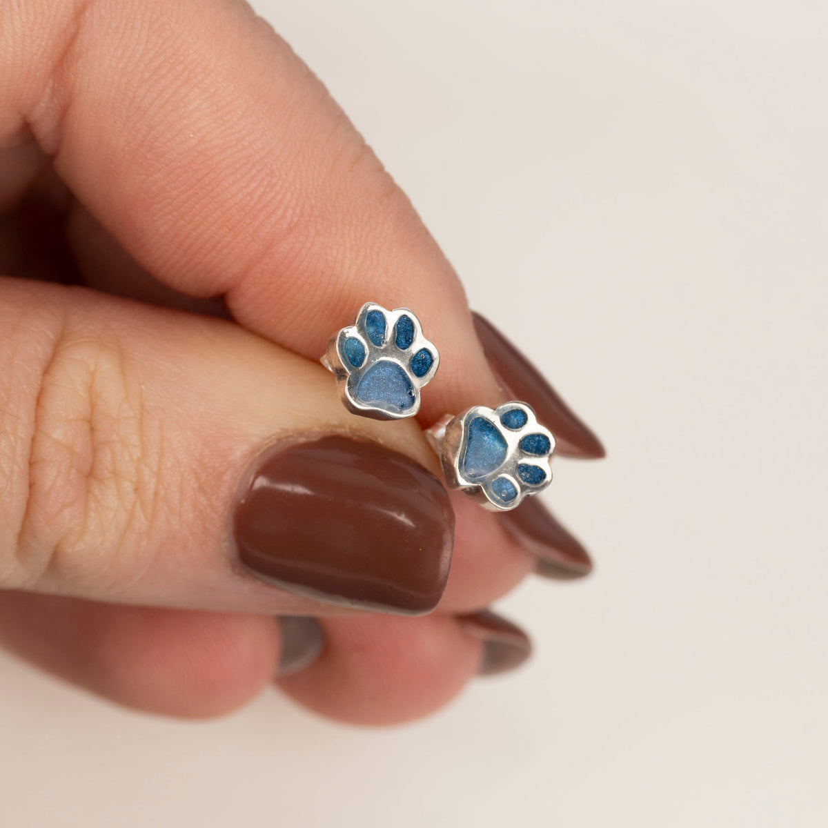 Pawprint Sterling Silver and Resin Stud Earrings