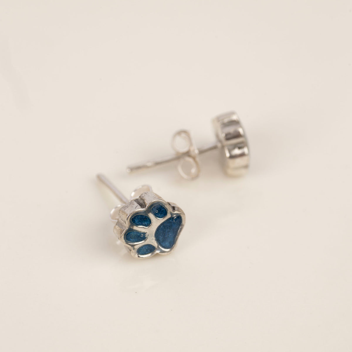 Pawprint Sterling Silver and Resin Stud Earrings