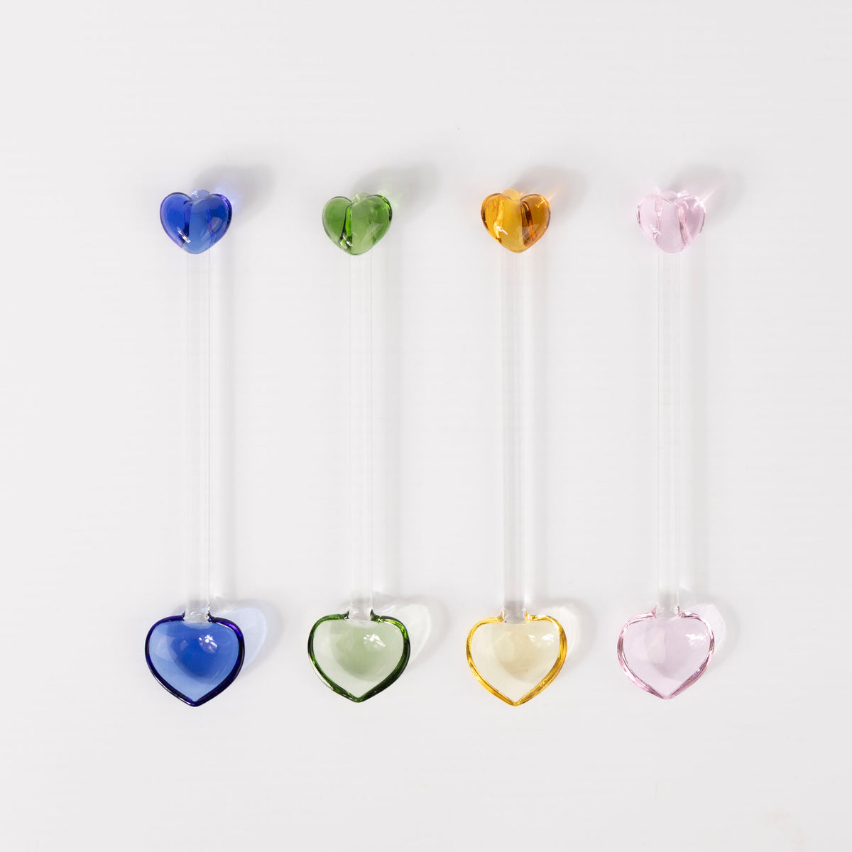Glass Stirring Spoons with Heart Accent (set of 4)