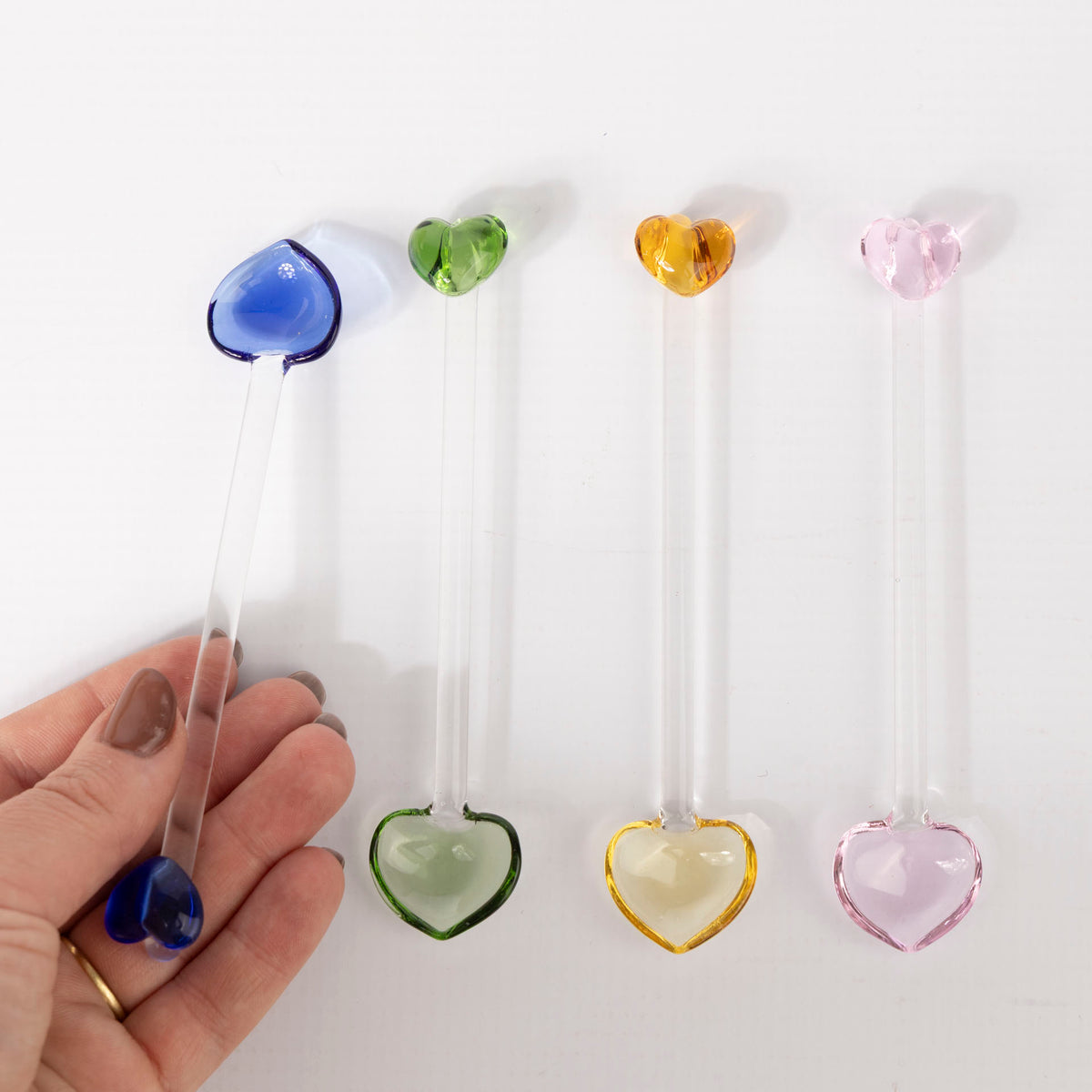 Glass Stirring Spoons with Heart Accent (set of 4)
