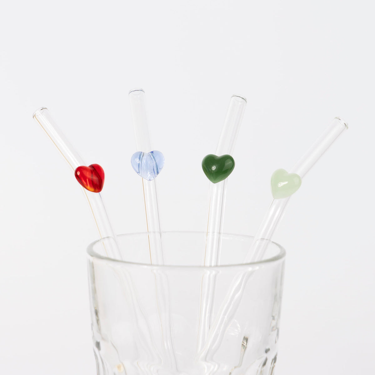 Glass Straws with Heart Accent (set of 4)