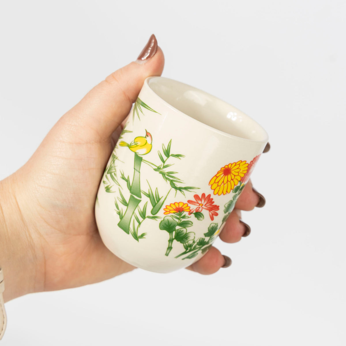 Bamboo and Birds Mini Ceramic Cups (Set of 6)