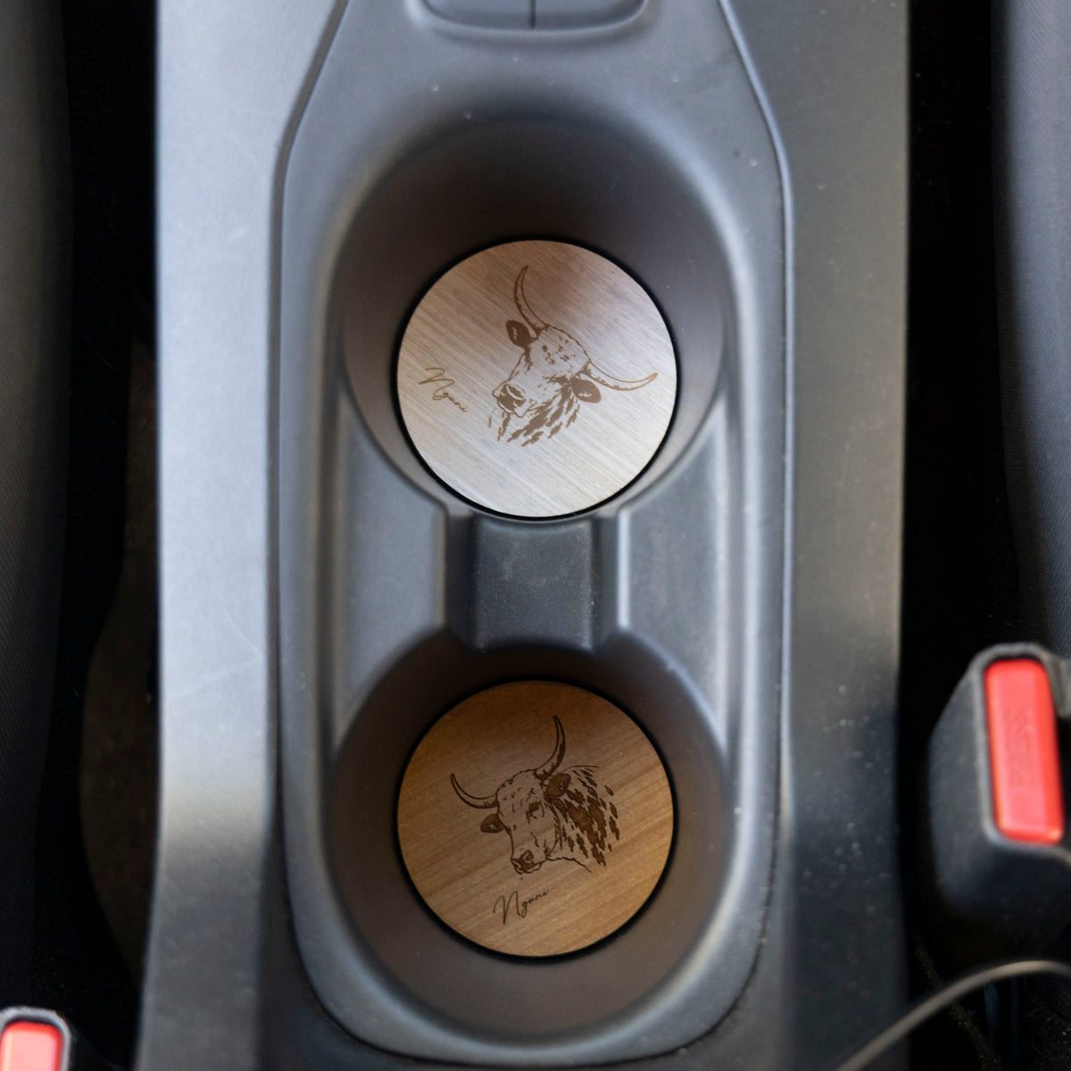 Wooden Nguni Car Coasters (set of 2)