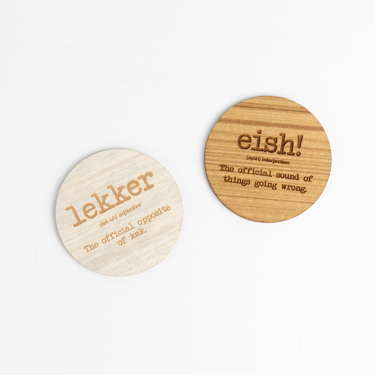 Mzansi Novelty Wooden Car Coasters (Set of 2 – assorted styles)