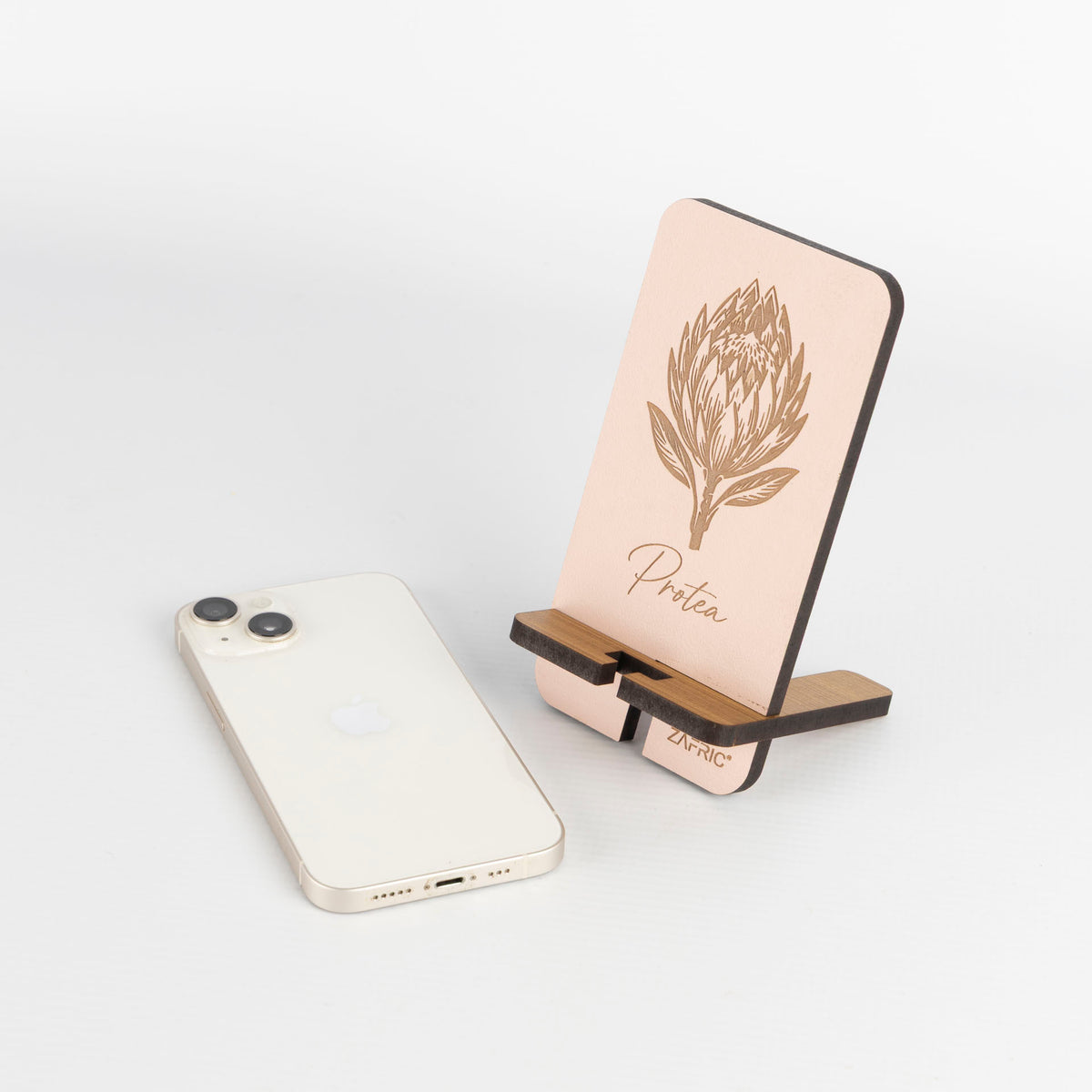 Wooden Protea Phone Stand (Dusty Pink or Grey Wash Finish)