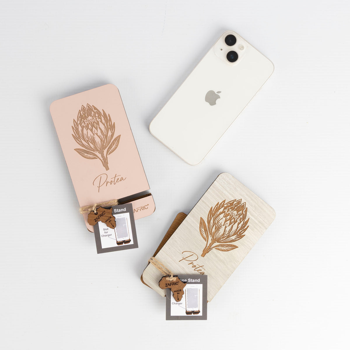 Wooden Protea Phone Stand (Dusty Pink or Grey Wash Finish)