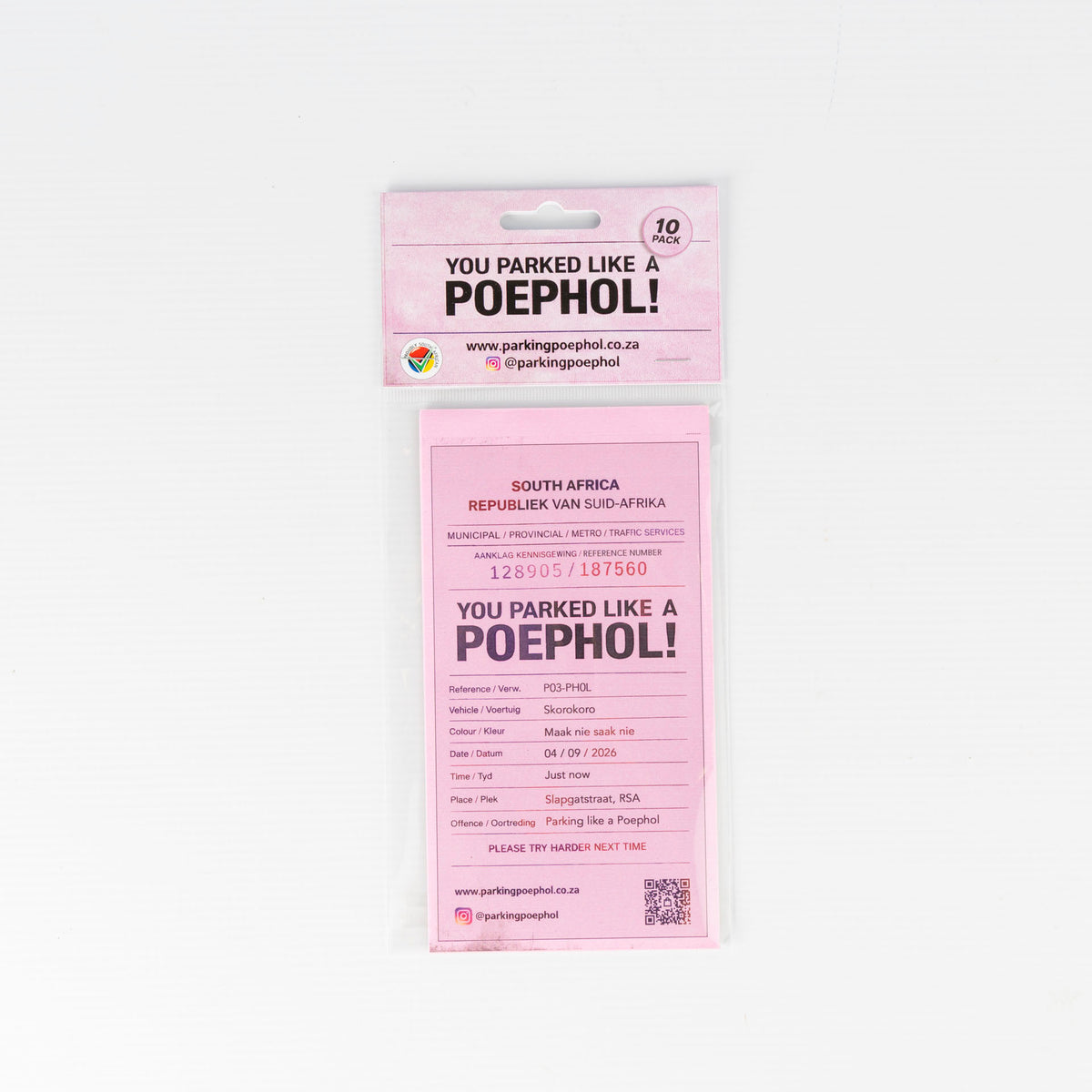 "Parking Poephol" Novelty Parking Tickets