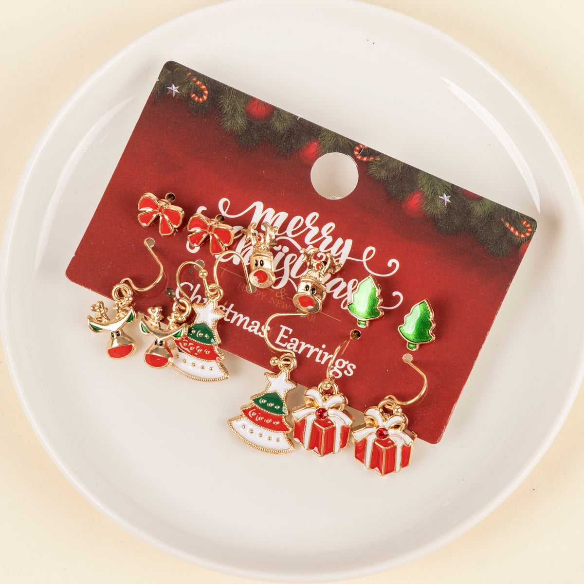 Festive Christmas Earrings (Pack of 6 β assorted)