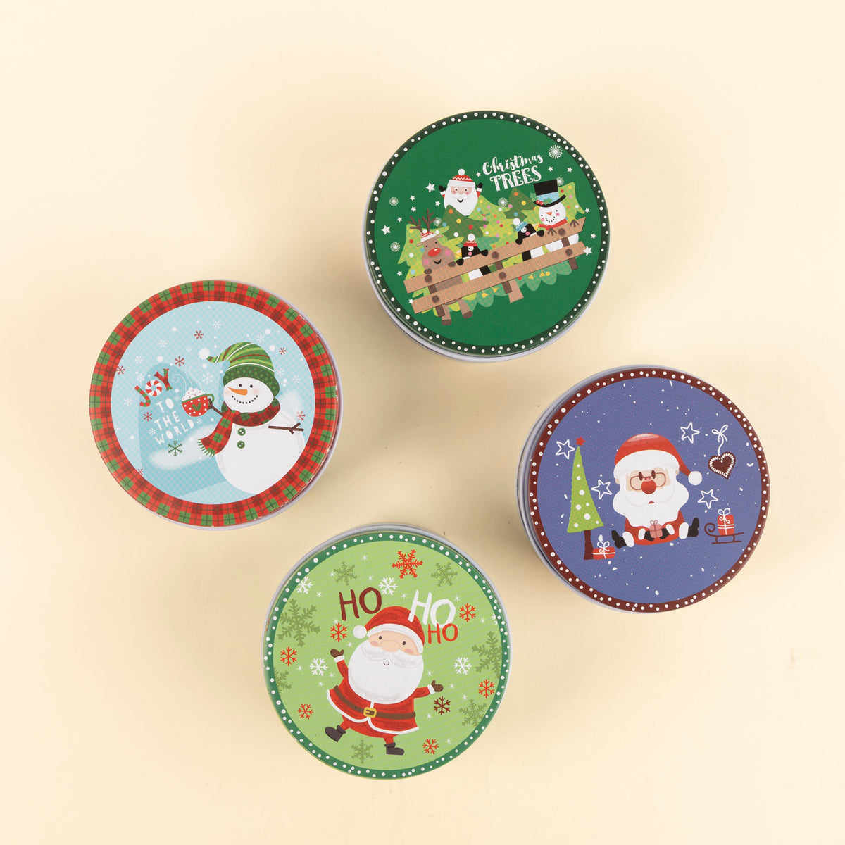 Mini Round Christmas Storage Tins (assorted styles)