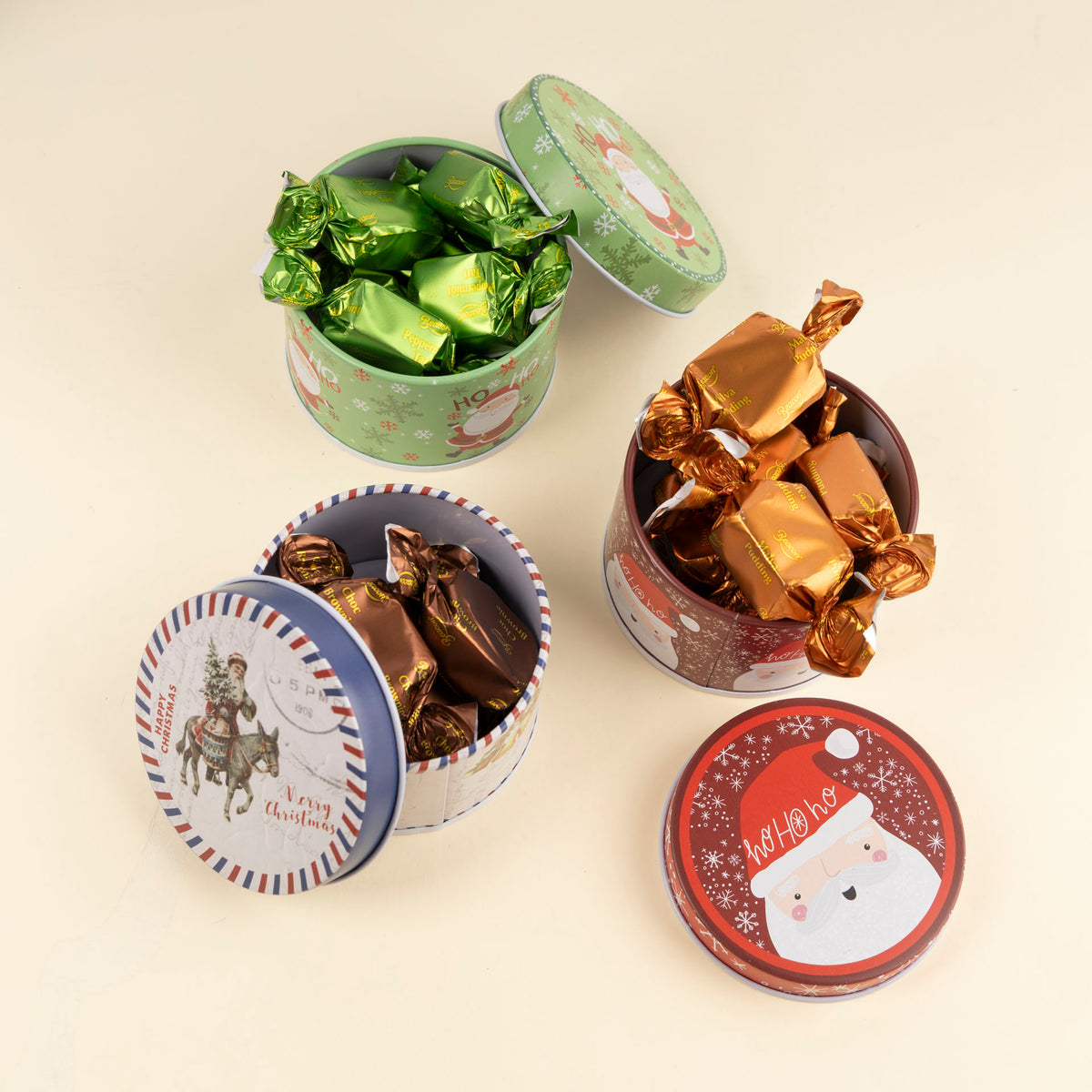 Mini Round Christmas Storage Tins (assorted styles)