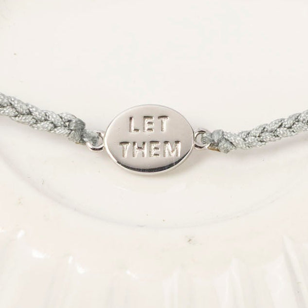 "Let Them" Sterling Silver and Silk Cord Bracelet